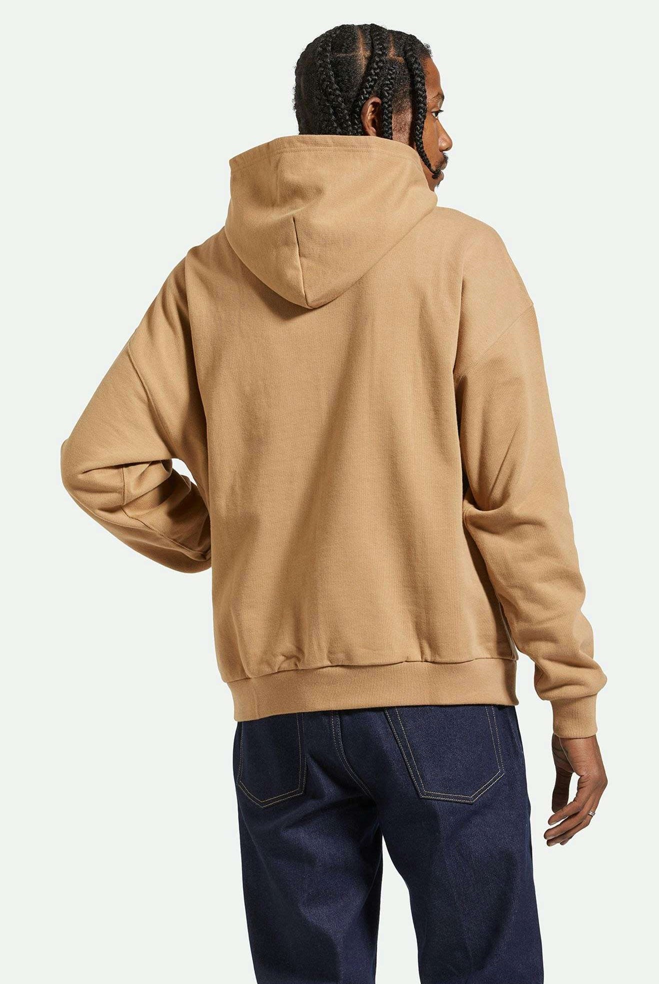 Men's Back Fit Image | Embroidered Heavyweight Oversized Hoodie - Tiger's Eye