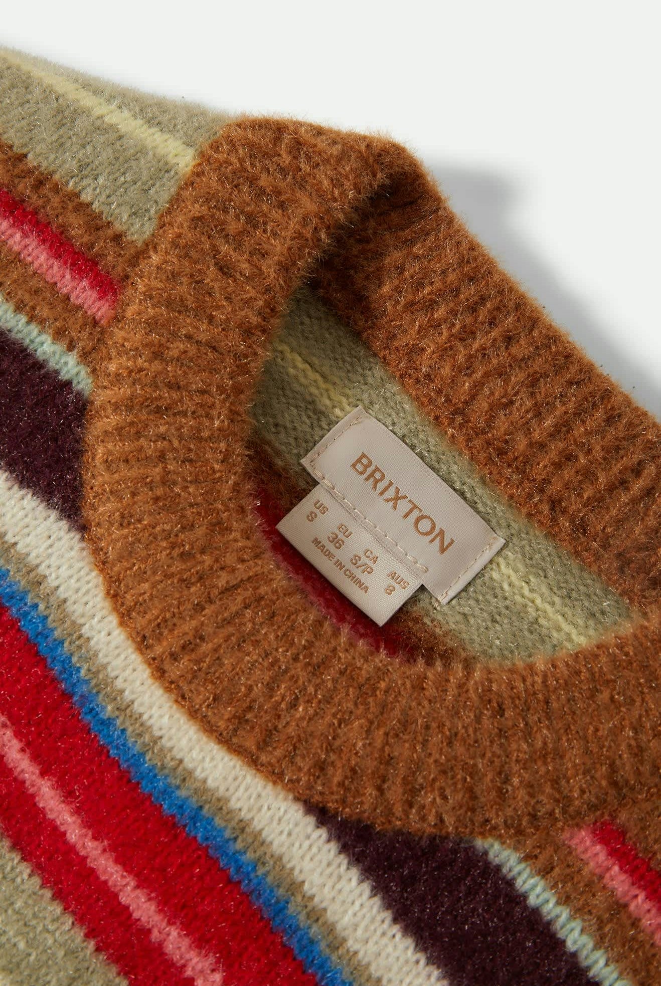 Women's Cozy Crew Sweater in the color Multi Stripe - Additional Laydown image