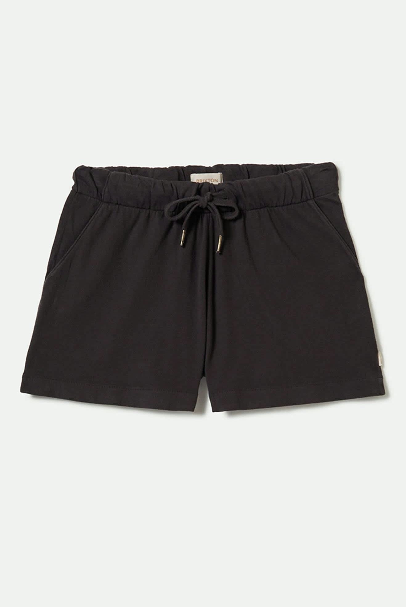 Women's Carefree Organic Garment Dyed Lounge Short in the color Black - Front Product View