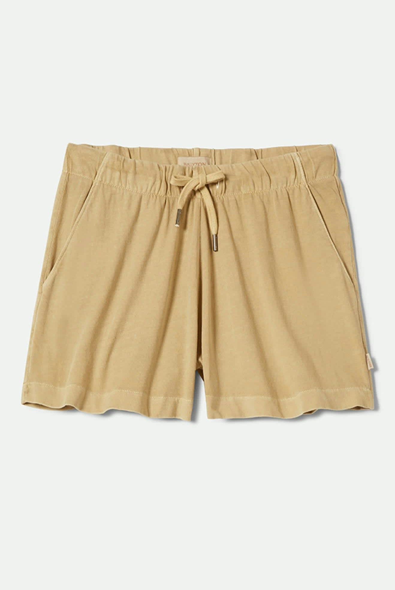 Women's Carefree Organic Garment Dyed Lounge Short in the color Pale Khaki - Front Product View