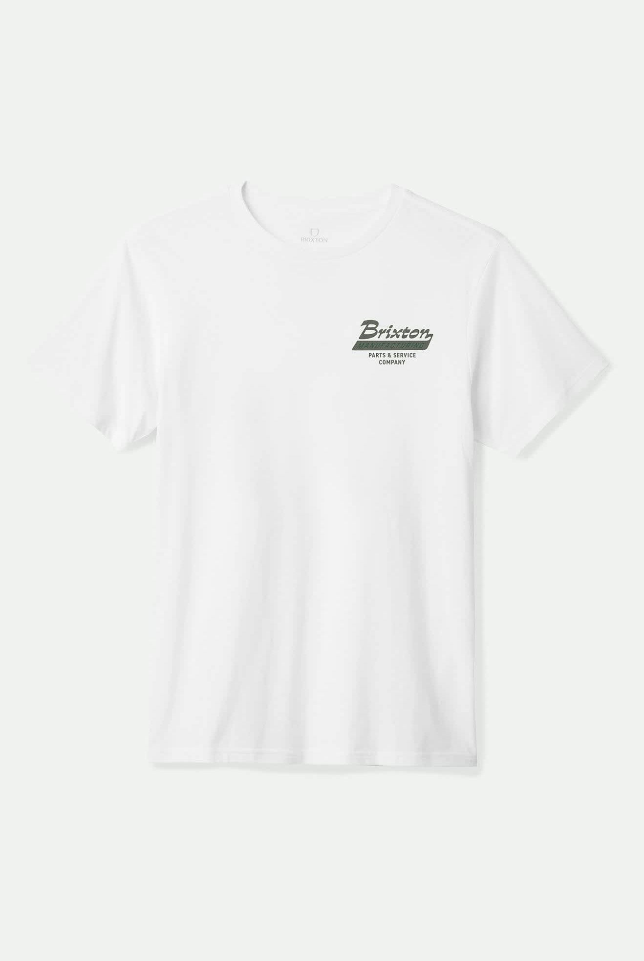 Men's Township S/S Tailored T-shirt in the color White/Olive - Front Product View