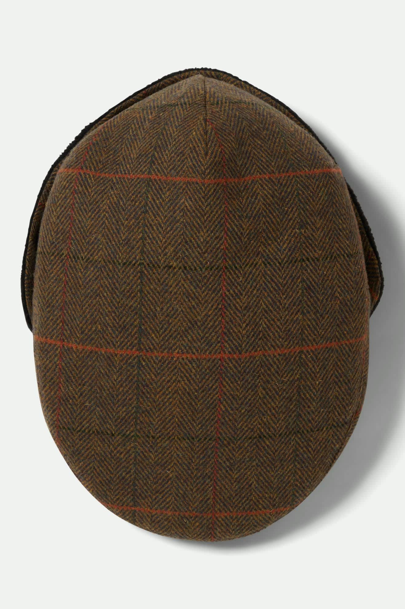 Unisex Hooligan Fleece Lined Earflap Snap Cap in the color Bronze/Black/Red - Additional Laydown image