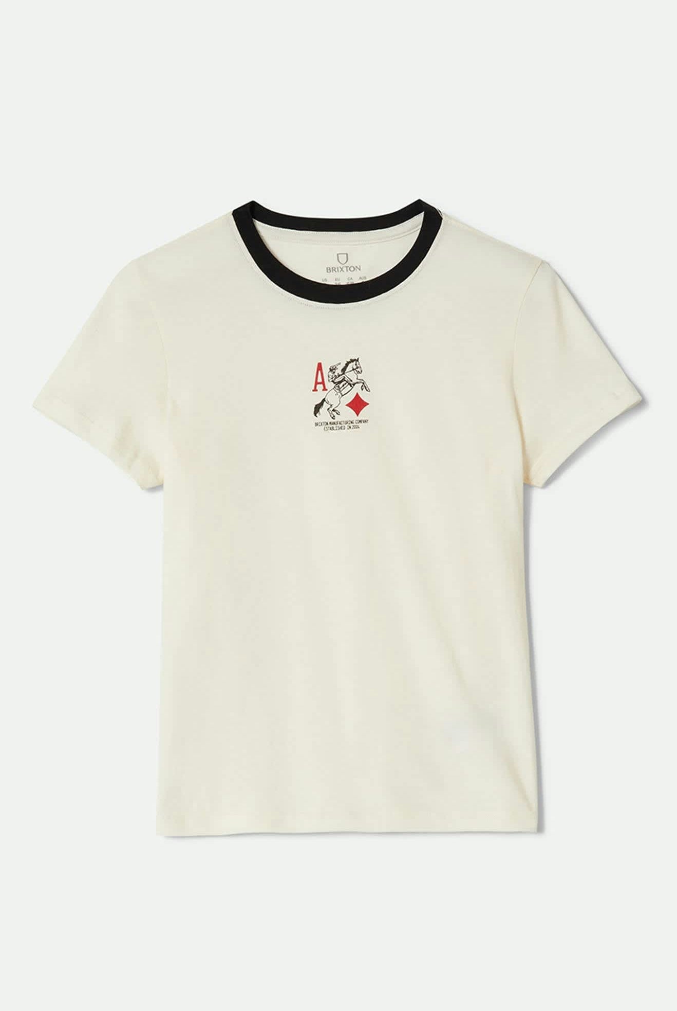 Women's Aces Fitted Crew T-Shirt in the color Off White/Black - Front Product View