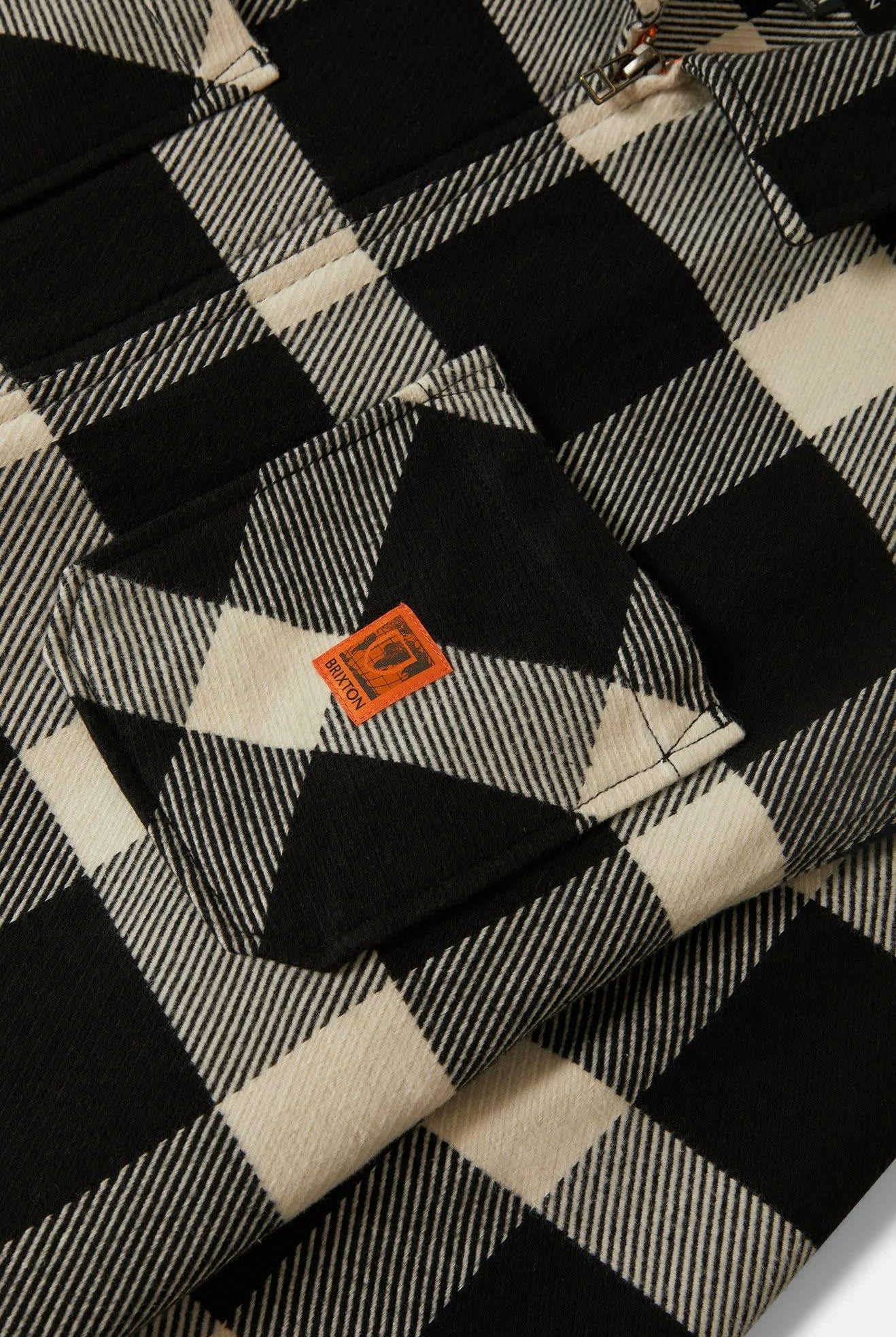 Men's Union Full Zip Flannel in the color Off White/Black - Additional Laydown image