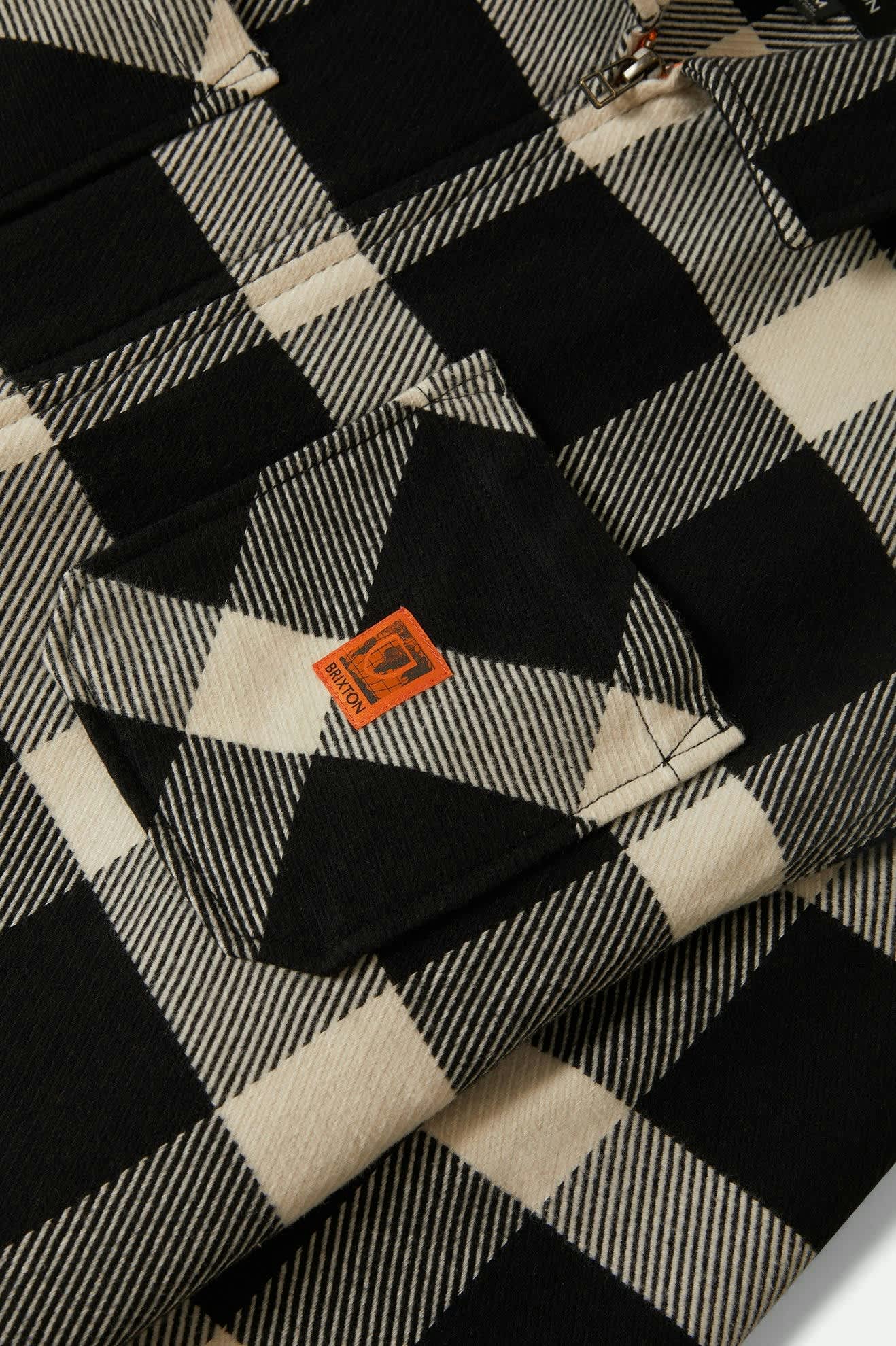 Men's Union Full Zip Flannel in the color Off White/Black - Additional Laydown image