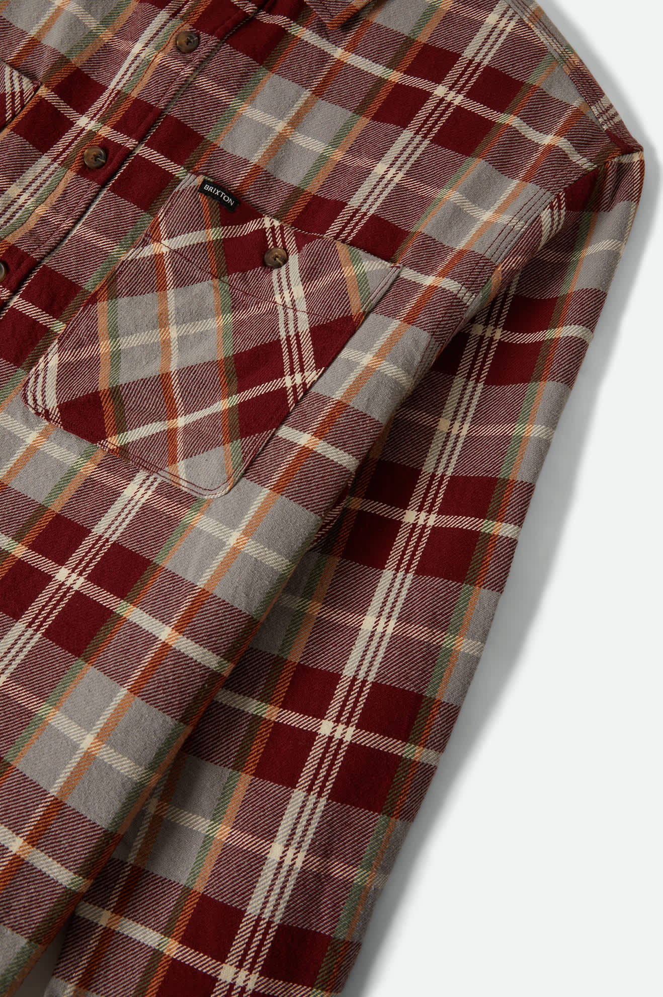 Men's Vintage Wash Flannel in the color Maroon Red/Beige/Green - Additional Laydown image