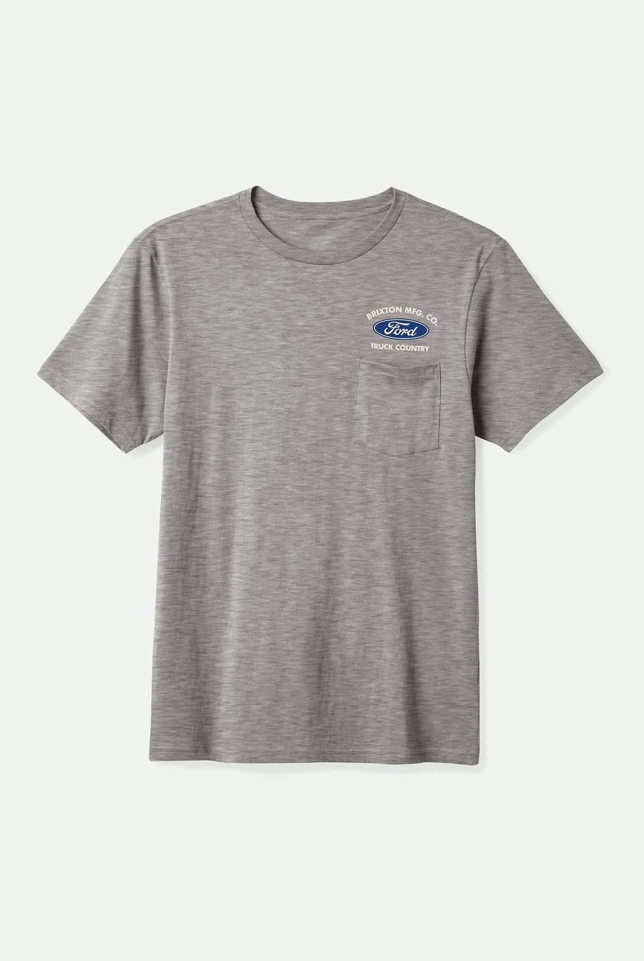 Men's Ford Truck Country S/S Pocket T-Shirt in the color Heather Grey - Front Product View