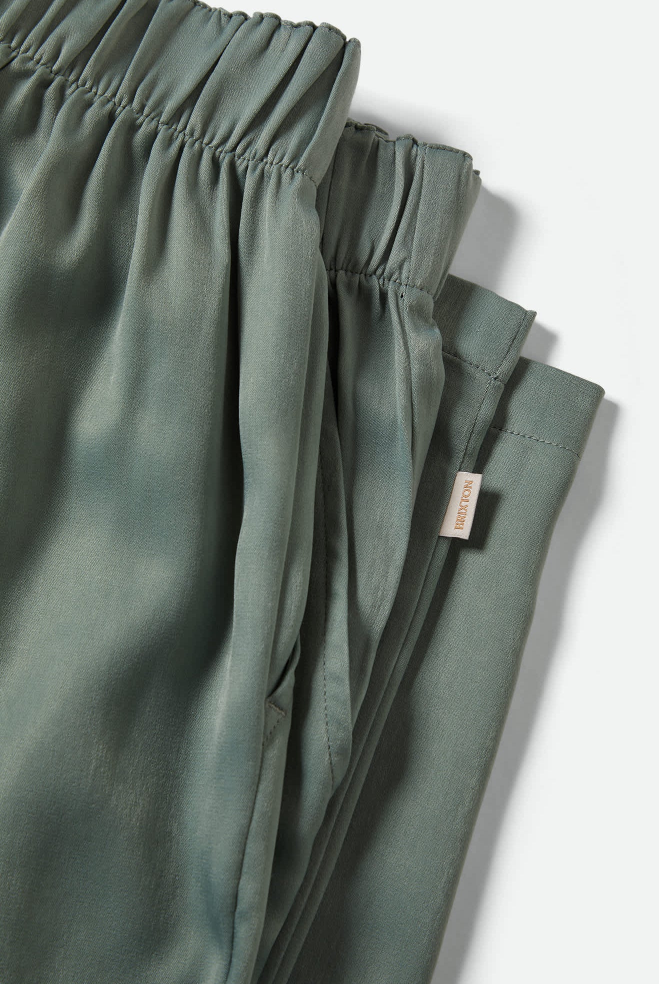 Women's Soho Silky Pant in the color Blue Green Shine - Additional Laydown image