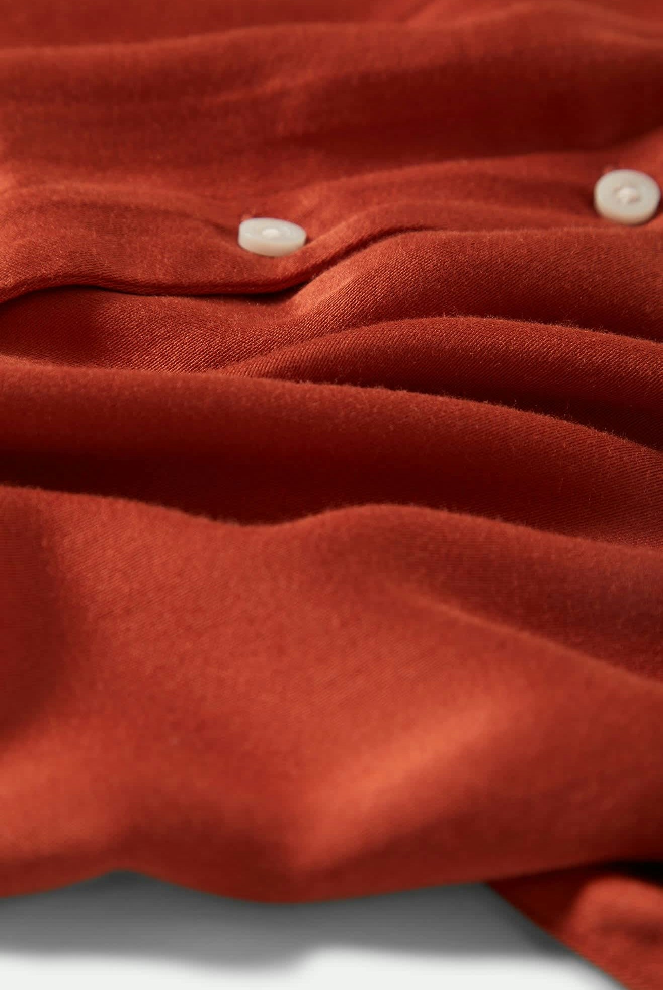 Women's Silky S/S Bowling Button Down in the color Burnt Brick - Additional Laydown image