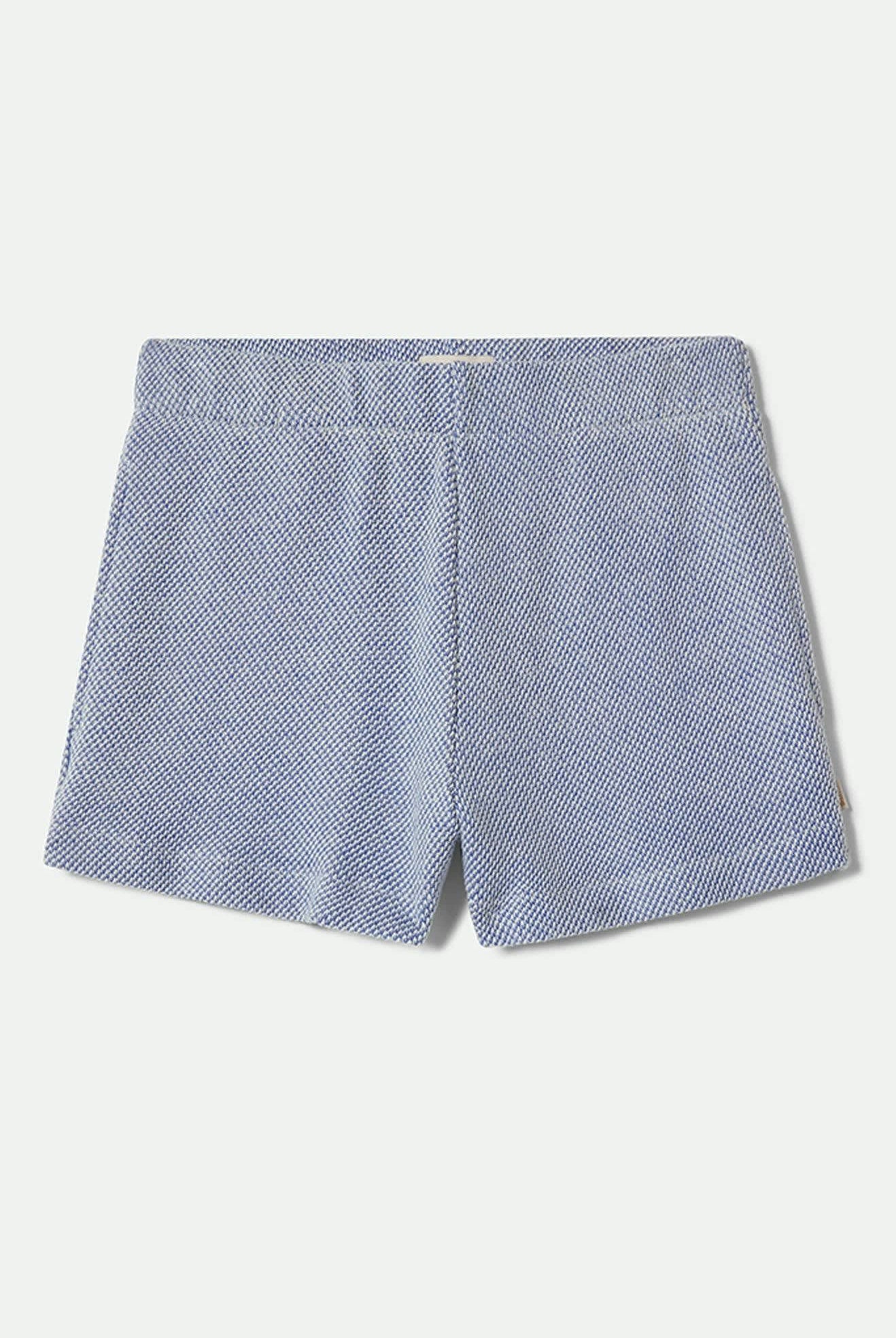 Women's The Weekend Cross Loop French Terry Lounge Short in the color Off White/Electric Indigo - Front Product View