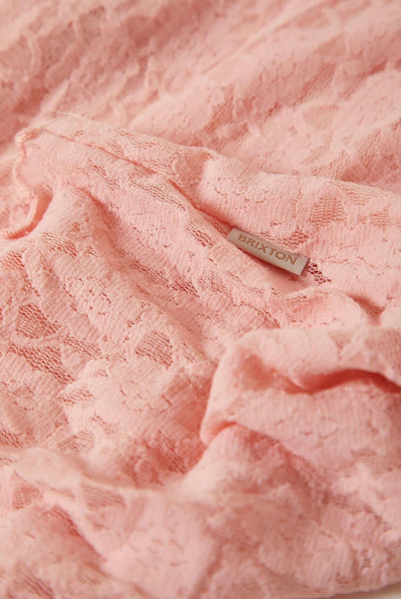 Women's Sheer Slim Lace S/S Top in the color Mellow Rose - Additional Laydown image