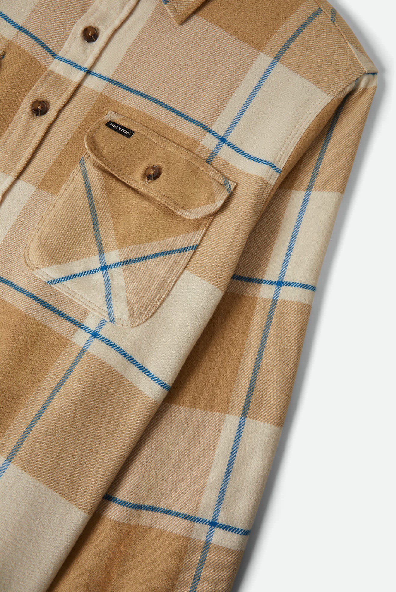 Men's Bowery Flannel in the color Whitecap/Sand/Cyber Blue - Additional Laydown image