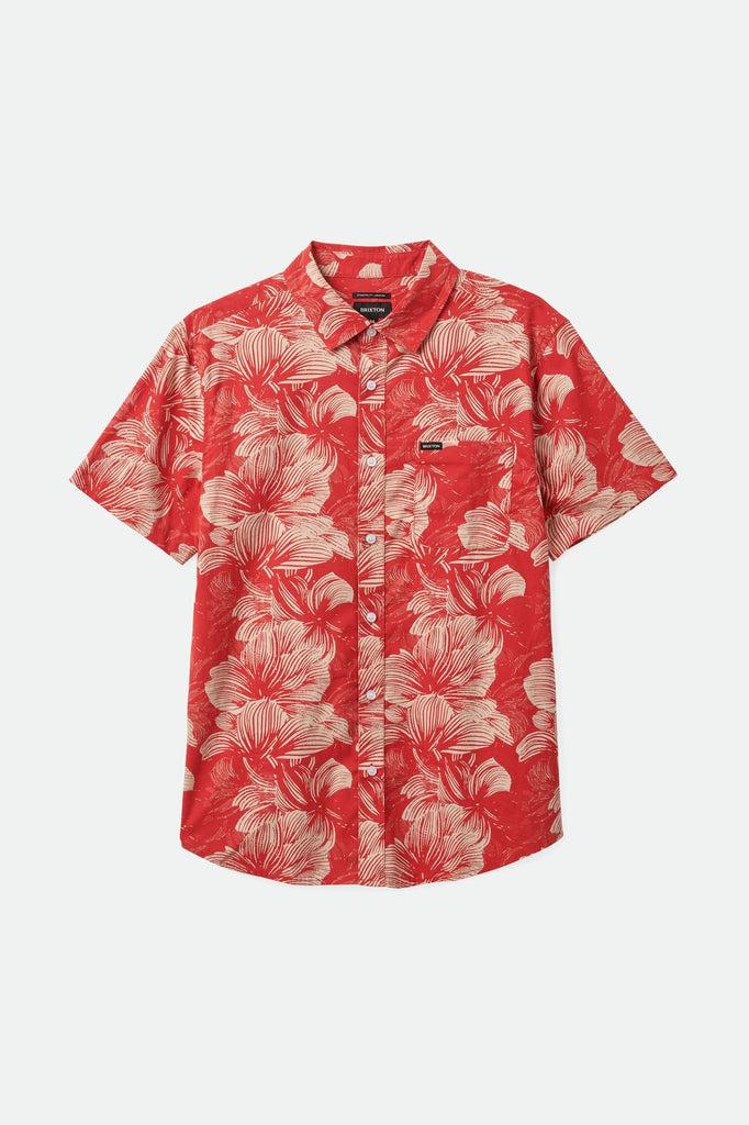 Brixton Men's Charter Print S/S Woven Shirt - Casa Red/Oatmilk Floral | Profile