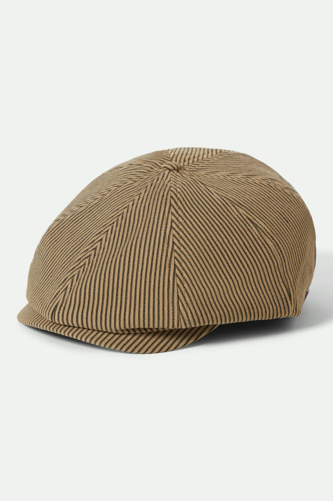 Unisex Brood Newsboy Cap in the color Dark Tan/Black Hickory Stripe - Front Product View