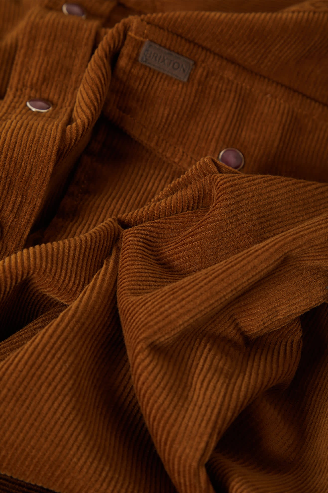 Men's New West Relaxed Overshirt in the color Washed Copper Corduroy - Additional Laydown image