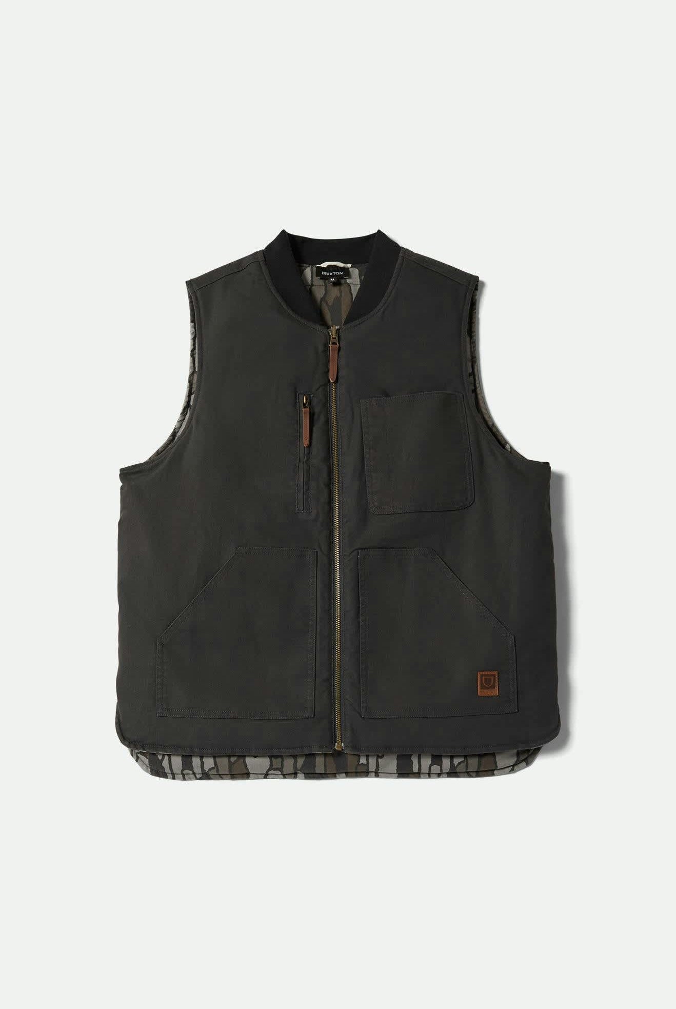 Men's Builders Abraham Reversible Vest in the color Bark Camo - Front Product View