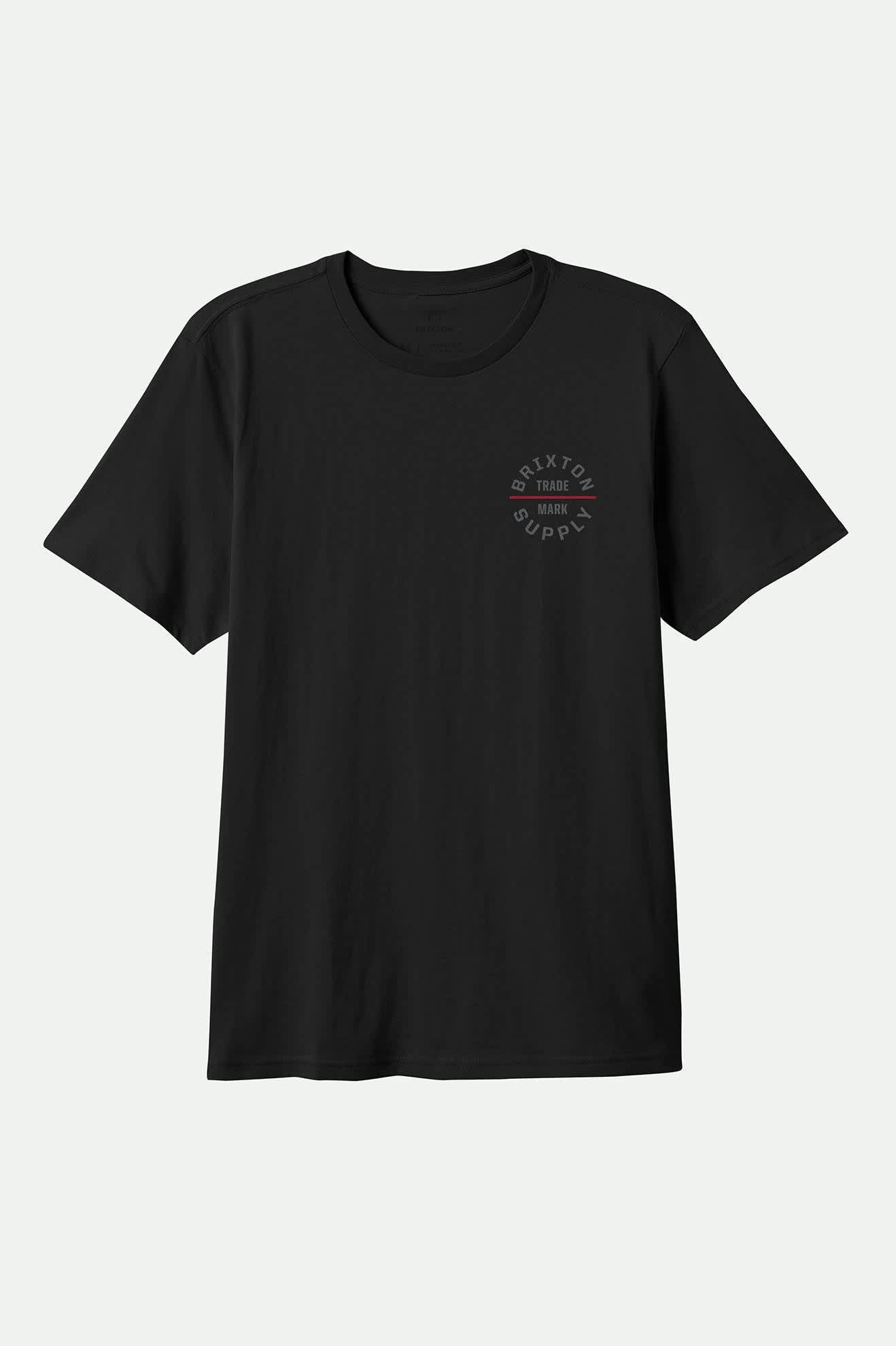 Men's Oath V S/S Standard T-Shirt in the color Black/Charcoal/Dark Red - Front Product View