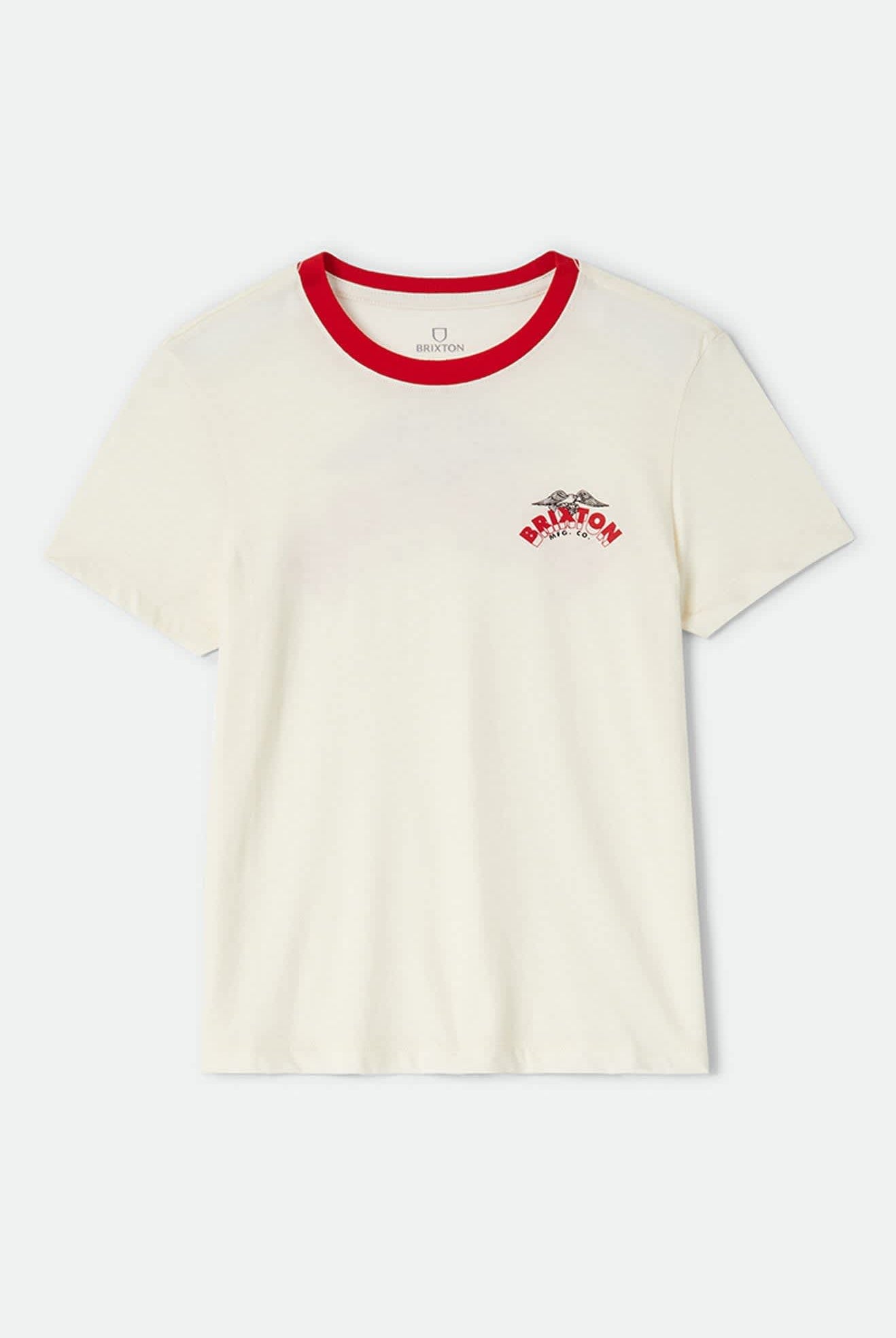 Women's Brixton Banner Slim Crew T-Shirt in the color Off White - Front Product View