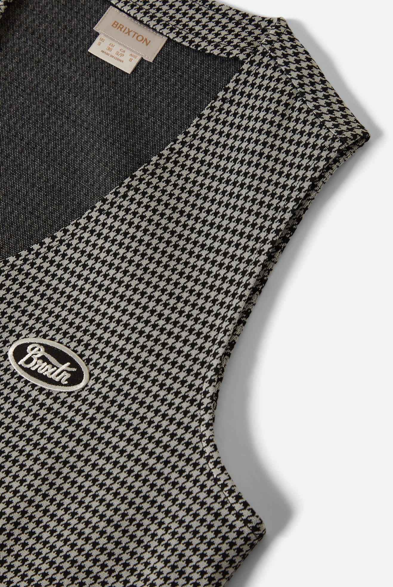 Women's Houndstooth Leisure Vest in the color Winter White/Black - Additional Laydown image