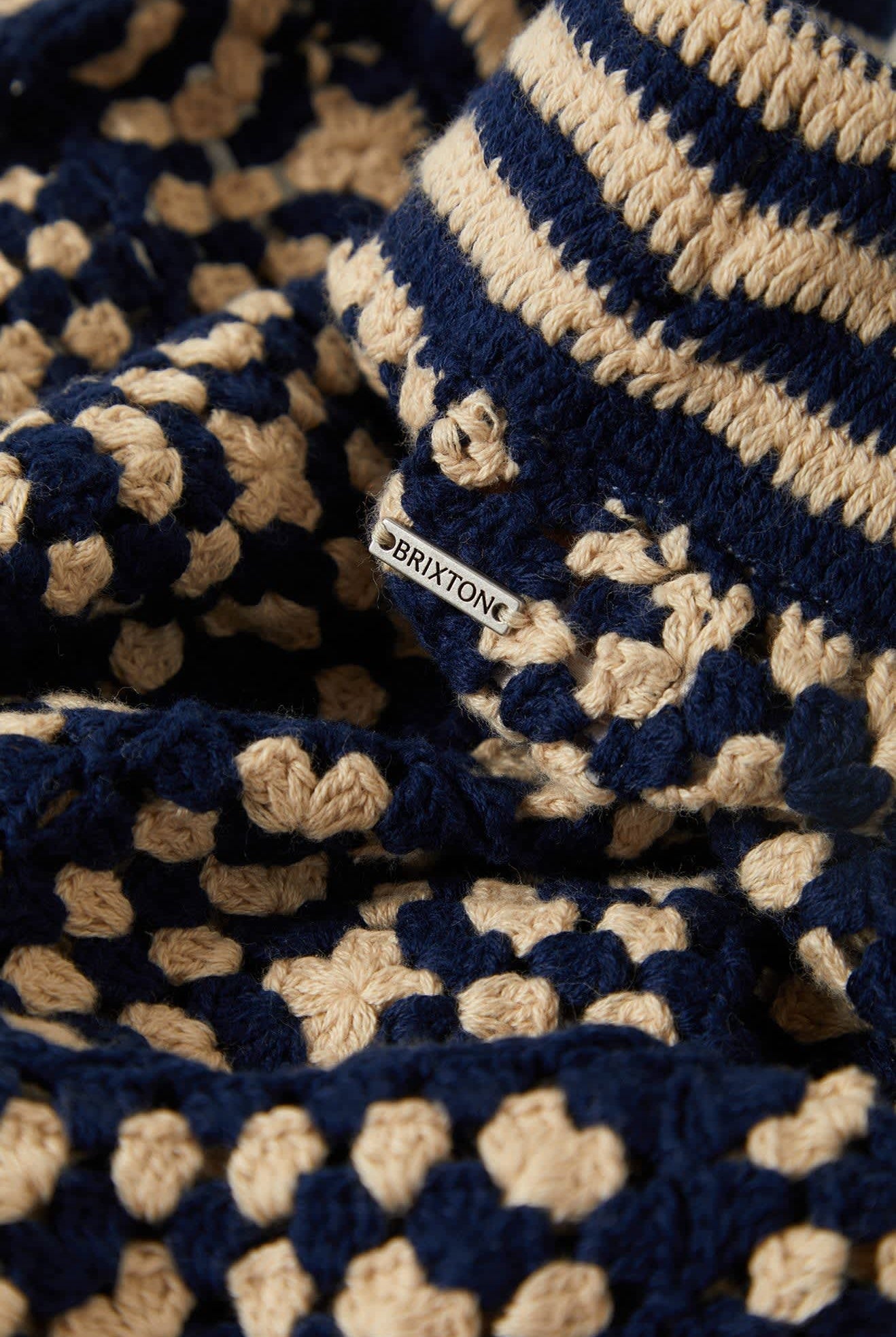 Women's Crochet Short in the color Mood Indigo/Off White - Additional Laydown image