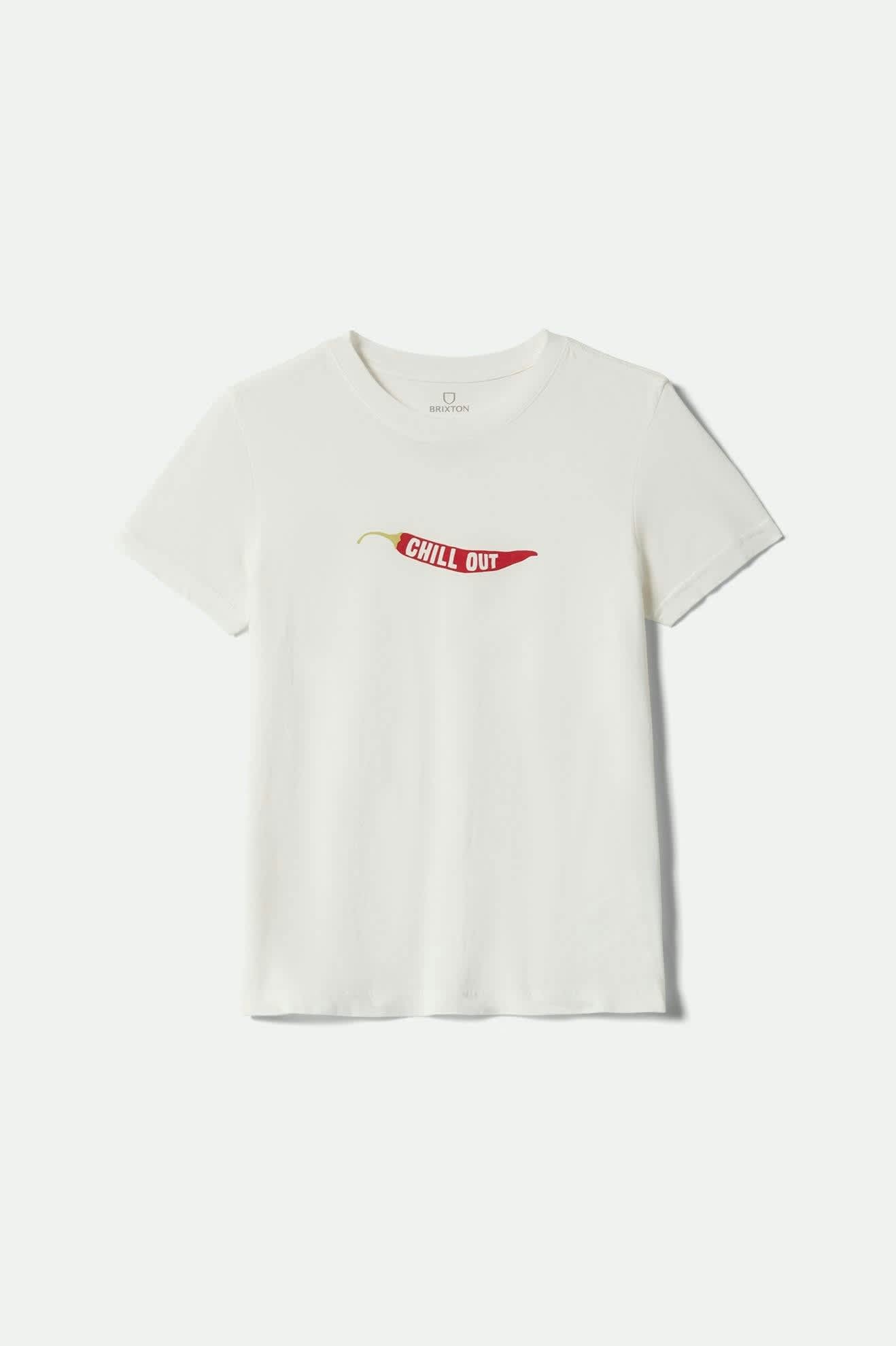 Women's Chill Out Fitted Crew T-Shirt in the color Off White - Front Product View