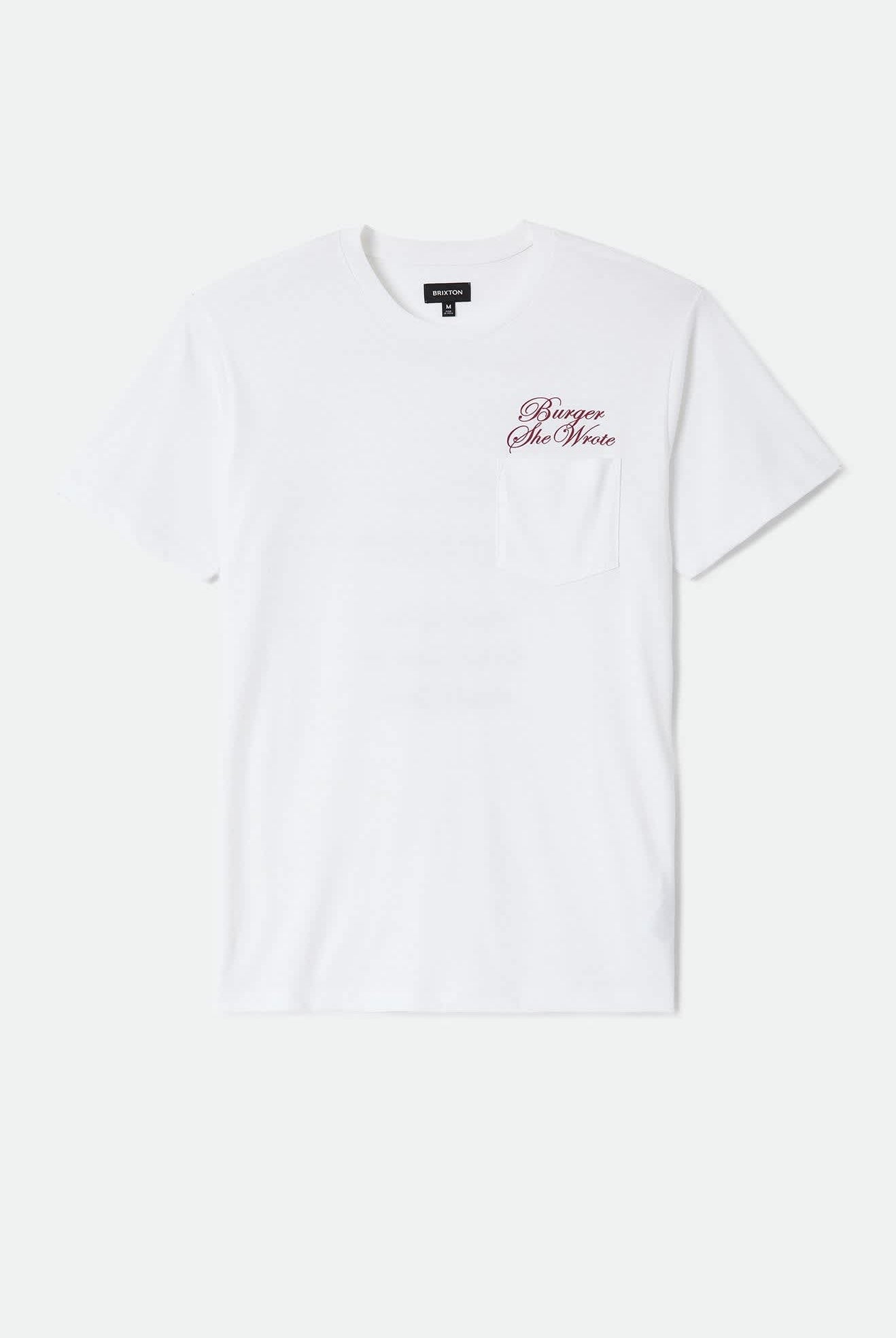 Men's Burger She Wrote Pocket T-Shirt in the color White - Front Product View