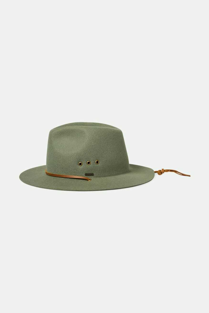 Brixton Unisex Wesley Weather Guard Packable Fedora - Light Moss | Extra Shot