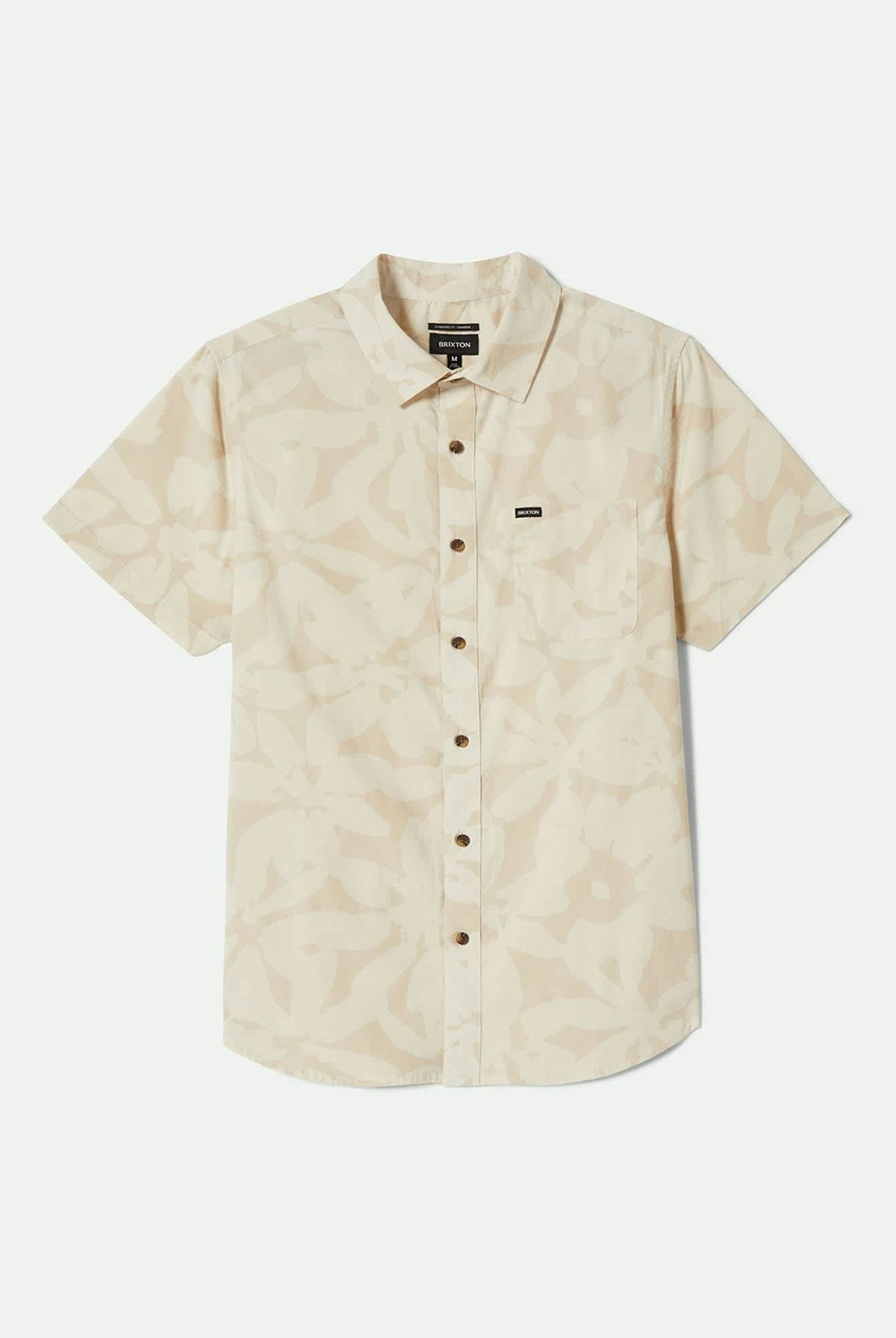 Men's Charter Print S/S Shirt in the color Beige/Whitecap Floral - Front Product View
