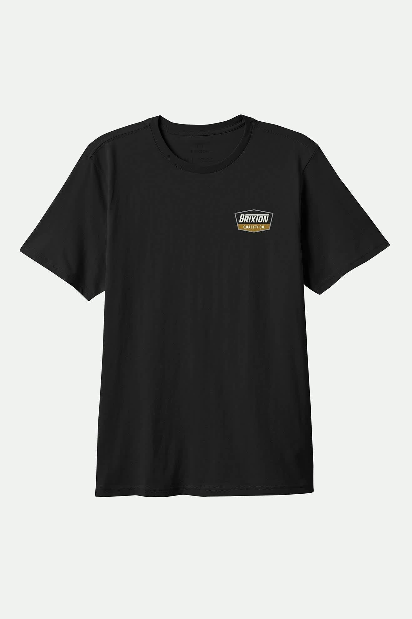Men's Regal S/S Standard T-Shirt in the color Black/Off White/Metal Bronze - Front Product View