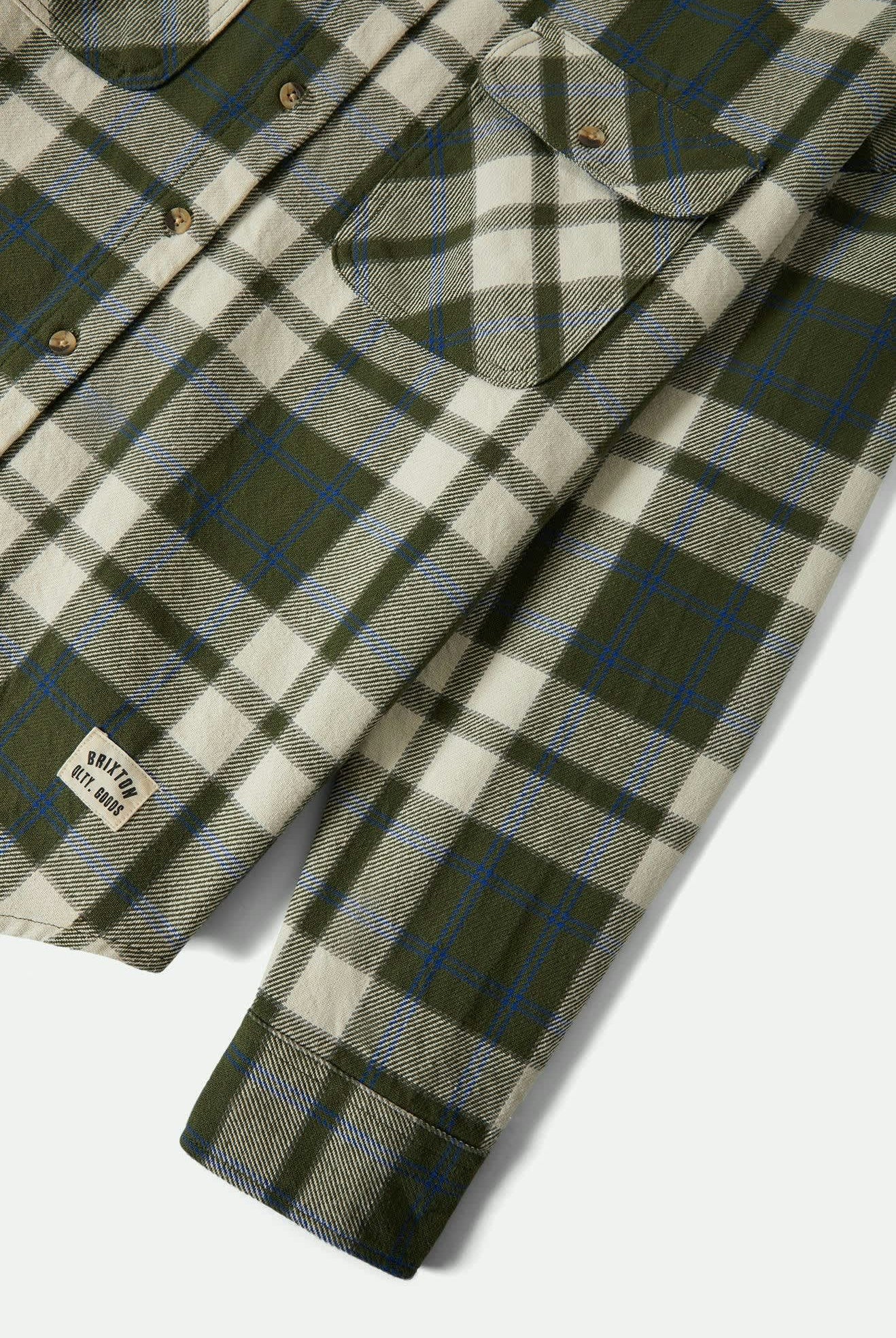 Women's Bowery Vintage L/S Overshirt in the color Green/Blue - Additional Laydown image