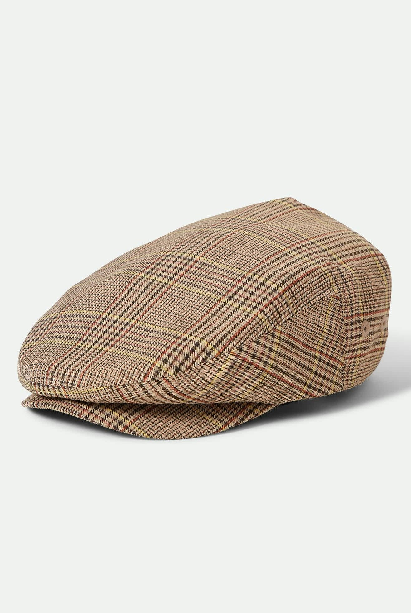 Unisex Hooligan Lightweight Flat Cap in the color Tan/Brown/Rust Houndstooth - Front Product View