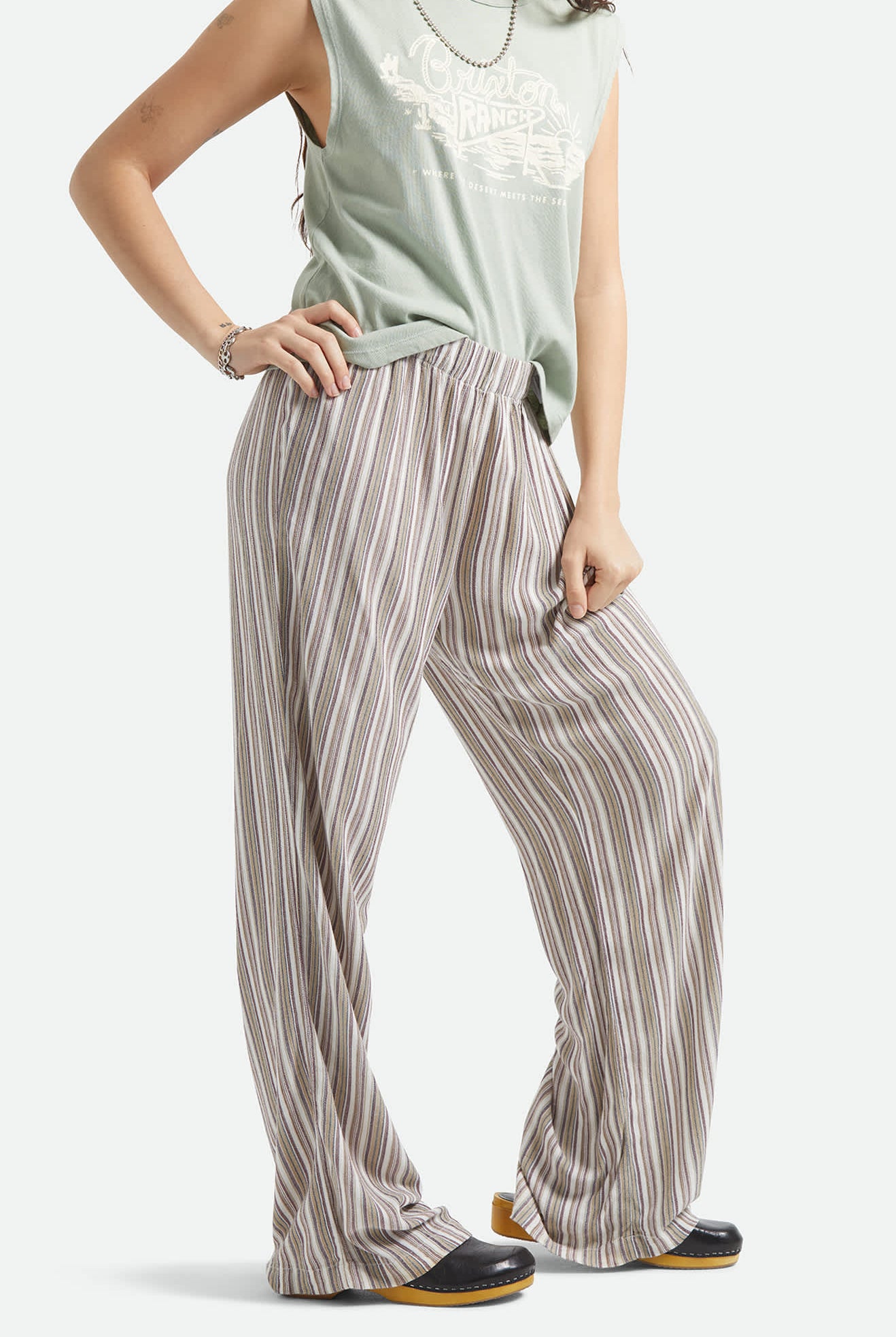 Women's The Alley Lounge Pant in the color Worn In Robust Red Stripe - Additional Fit image