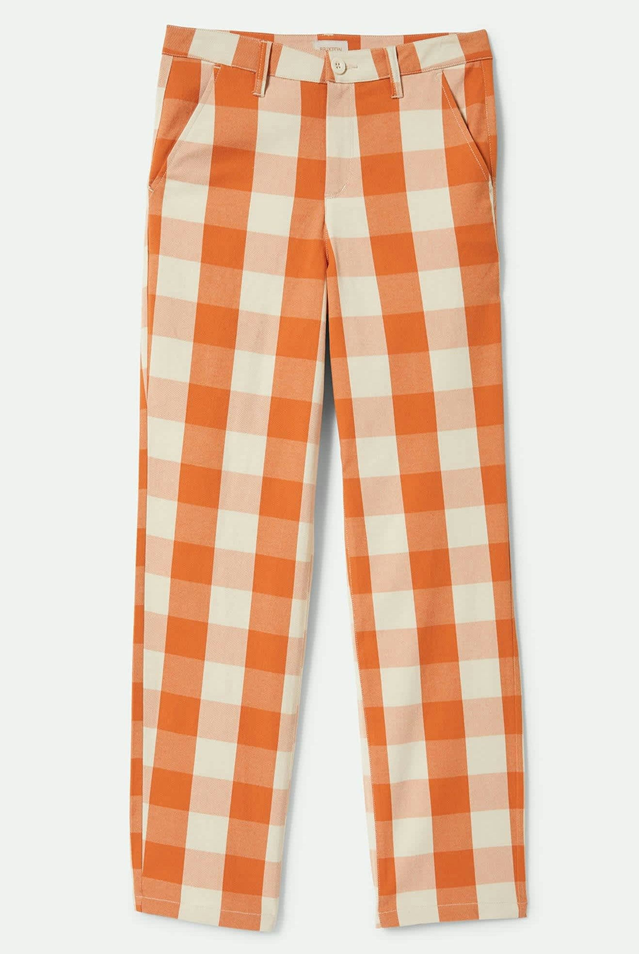 Women's Bedford Pant in the color Tangerine Gingham - Front Product View