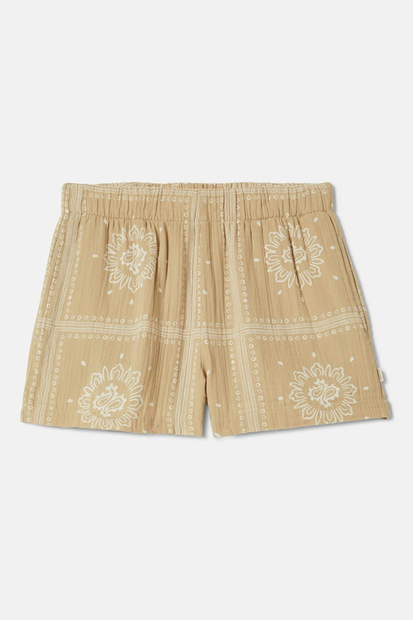 Women's Wandering Short in the color Pale Khaki Bandana - Front Product View