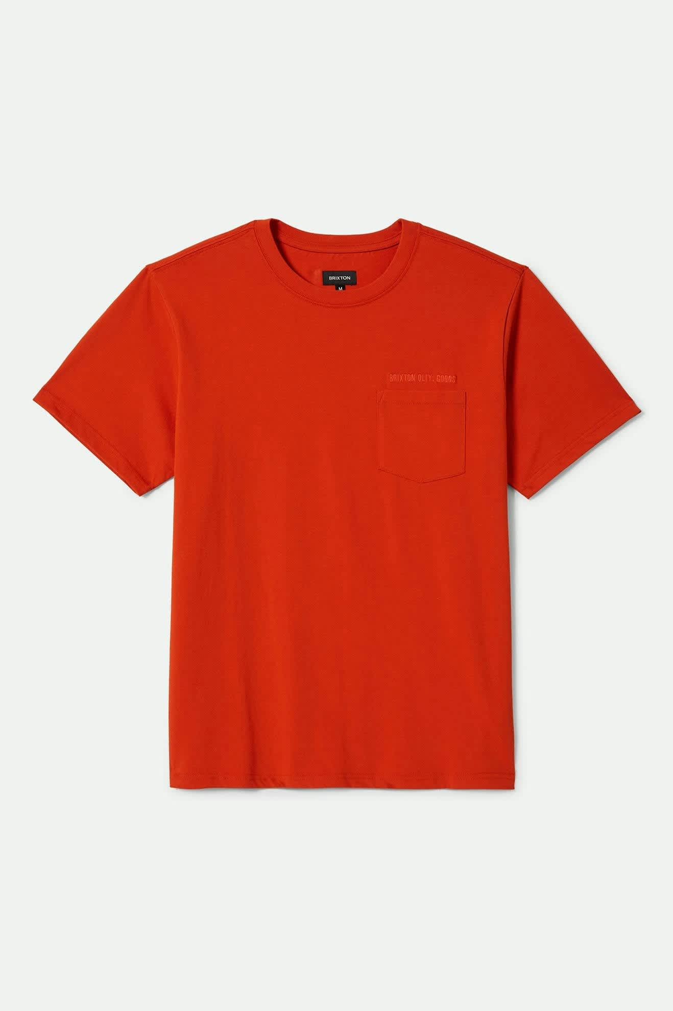Men's Embroidered Heavyweight S/S Pocket T-Shirt in the color Trail Orange - Front Product View