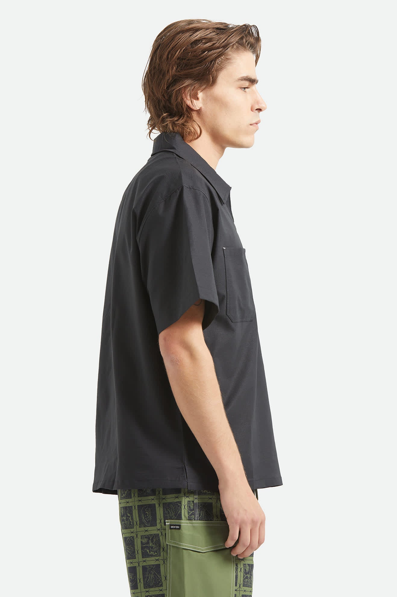 Men's Journey Lightweight 1/2 Zip Cropped Short Sleeve Shirt in the color Black - Additional Fit image