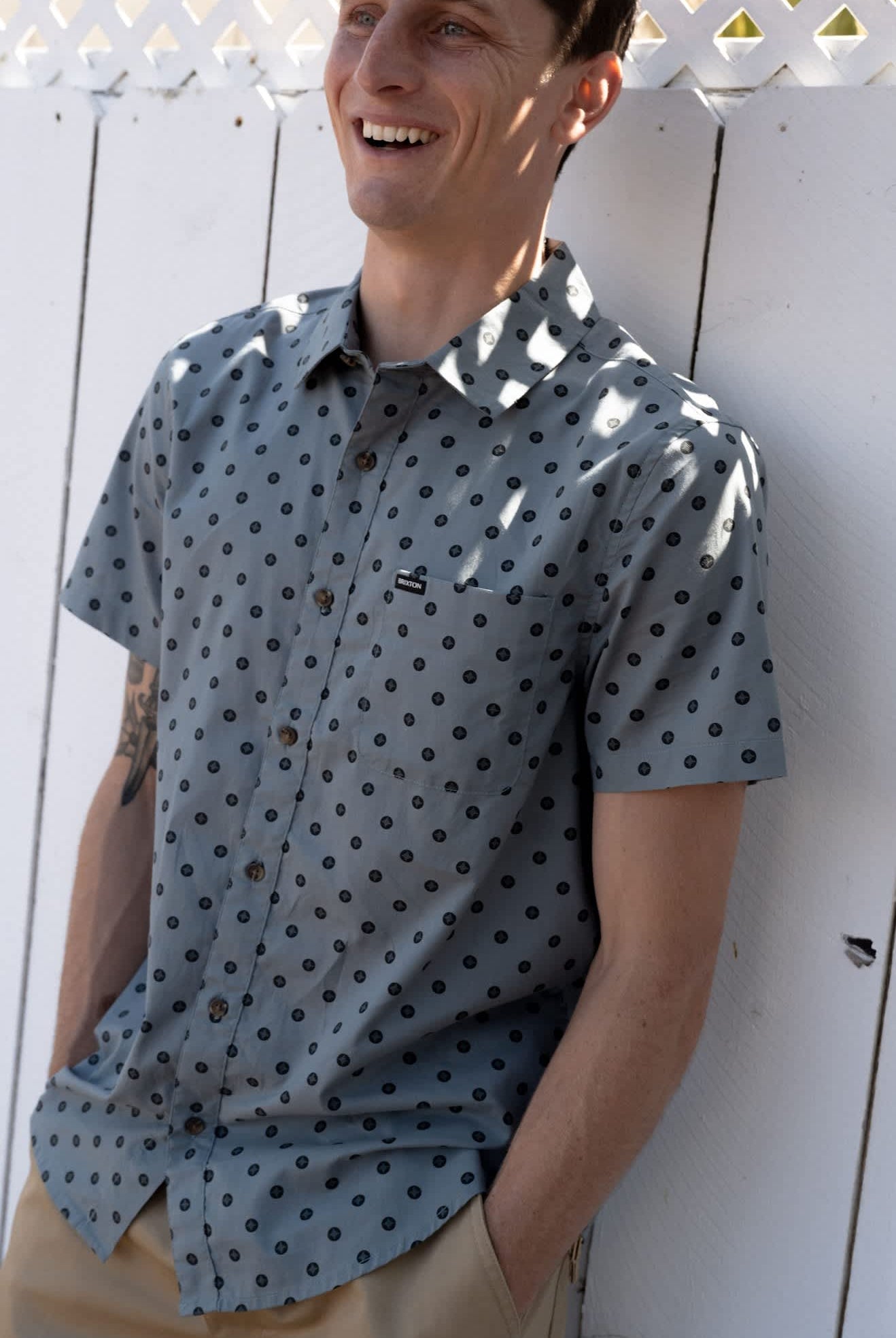 Men's Charter Print Short Sleeve Shirt in the color Micro Street Tile - Men's Lifestyle image
