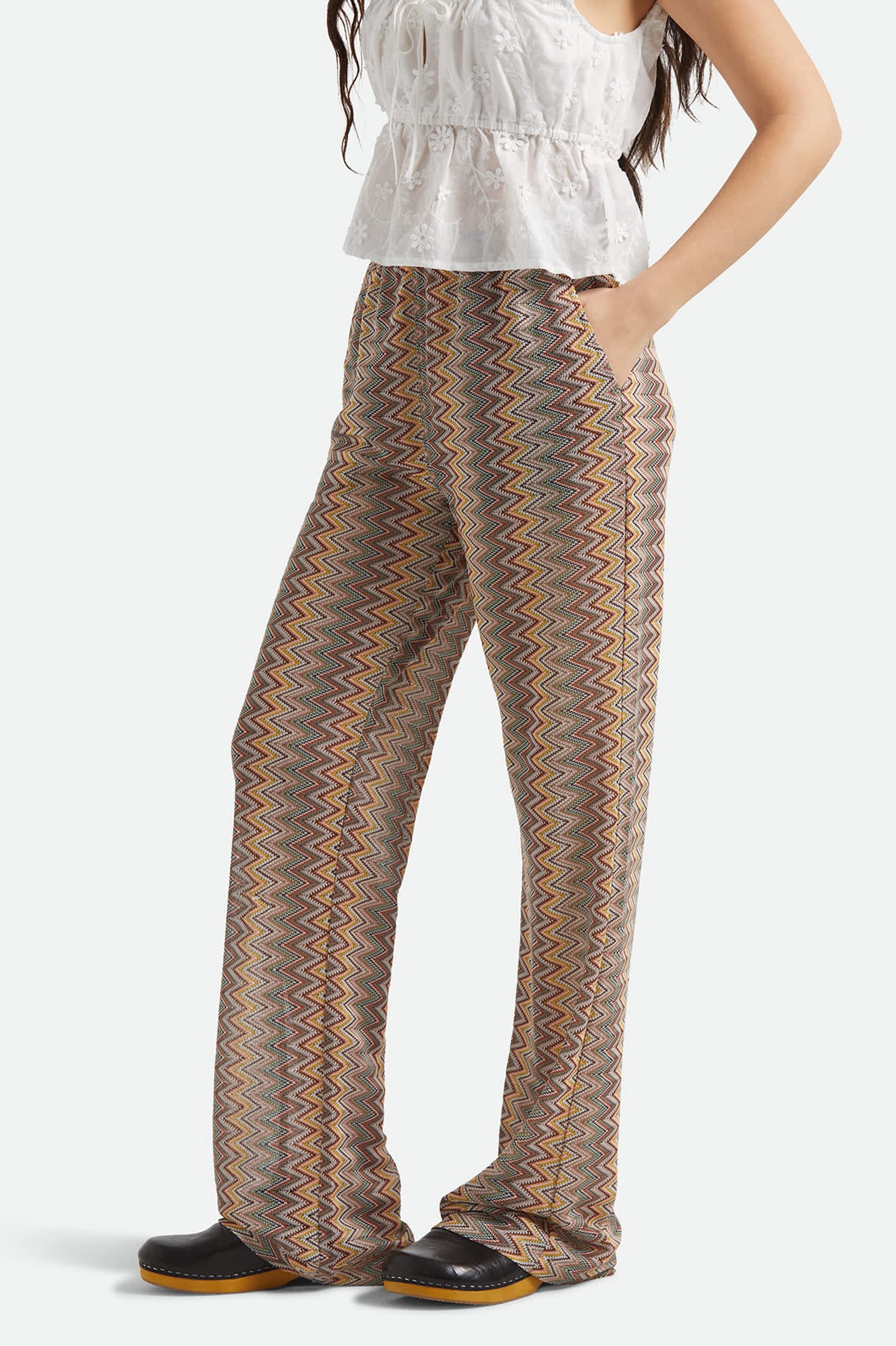 Women's The Cabana Mesh Lounge Pant in the color Multi Color Zigzag - Women's Side View
