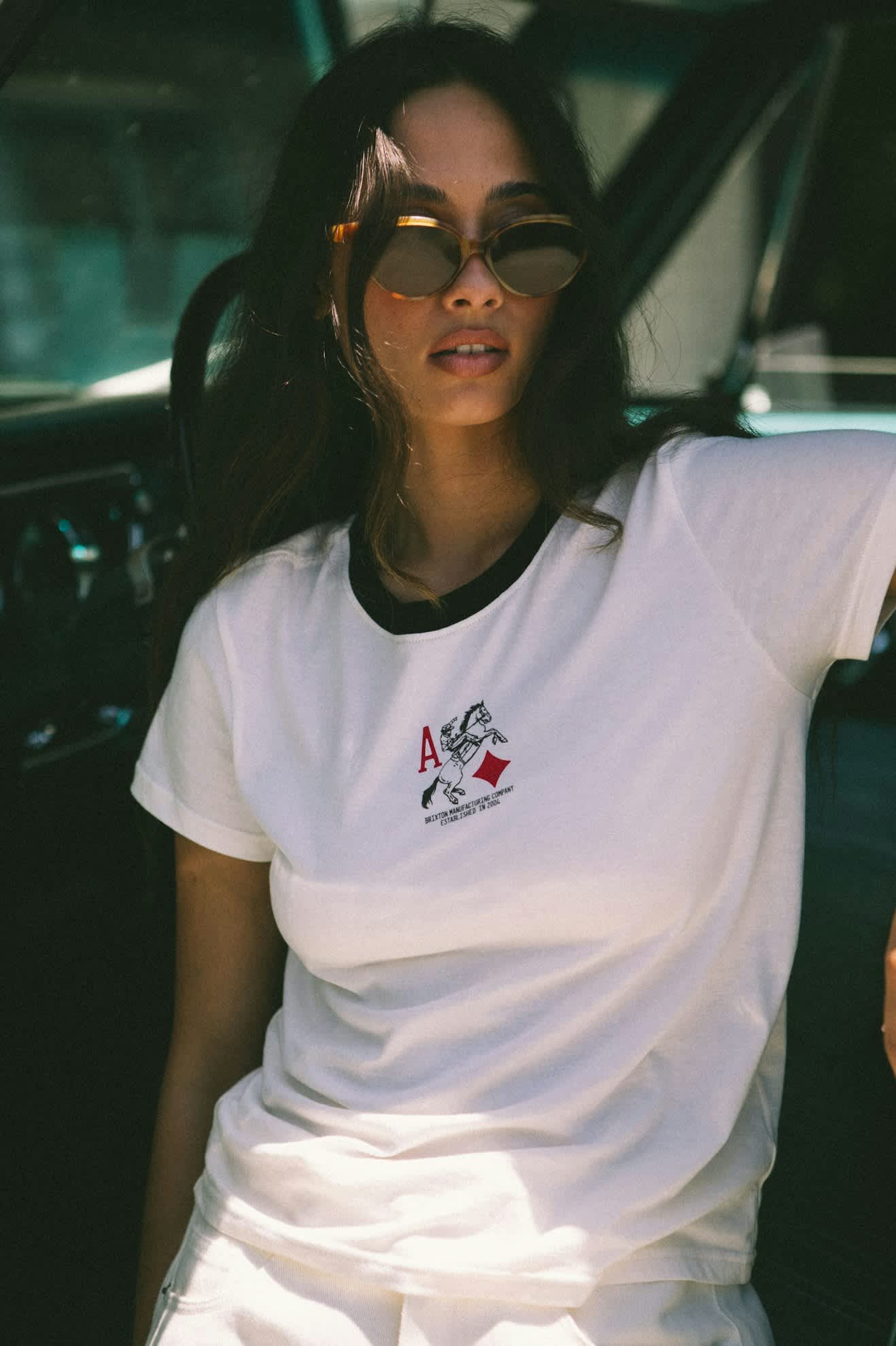 Women's Aces Fitted Crew T-Shirt in the color Off White/Black - Men's Lifestyle image