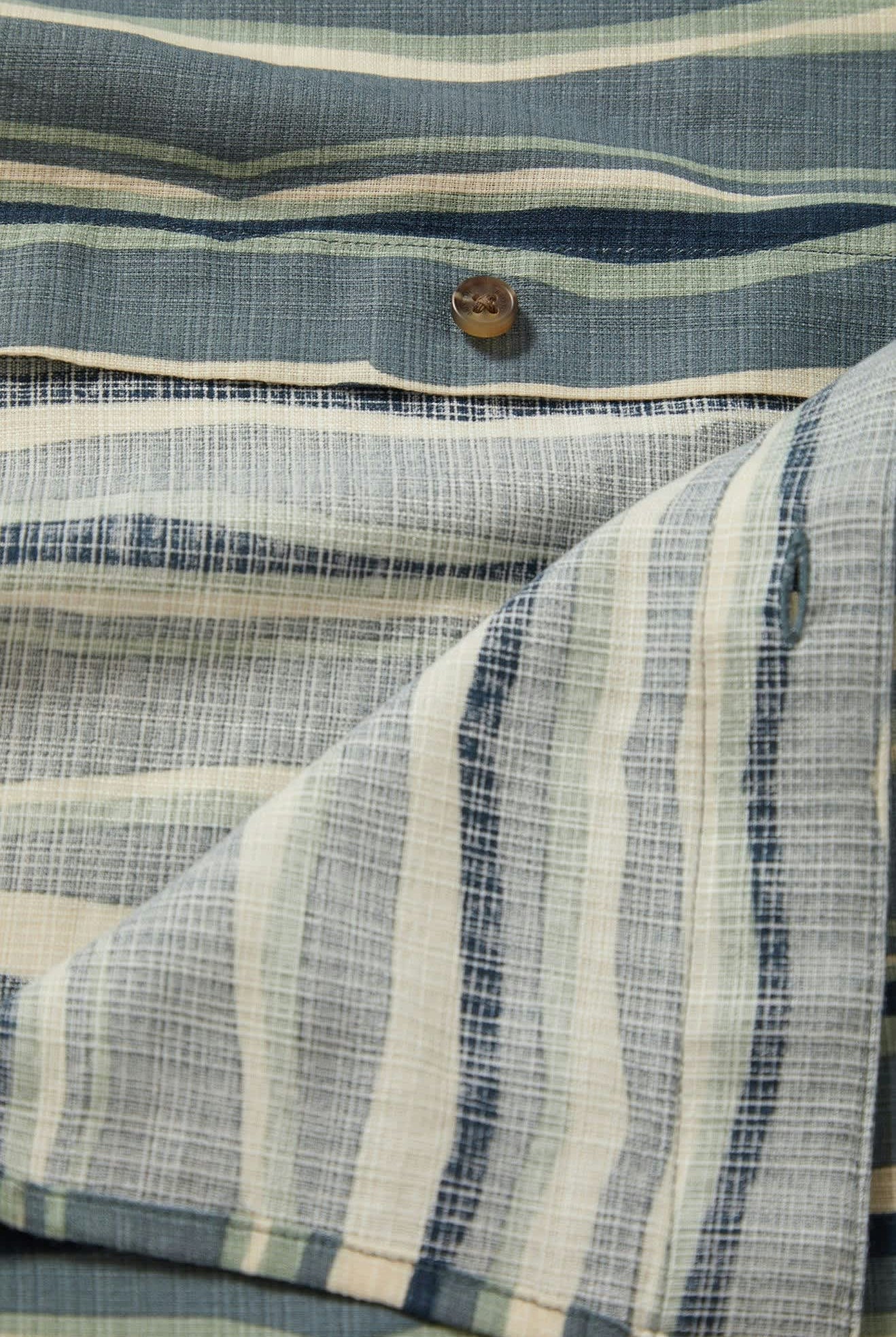 Men's CRU Slub Relaxed S/S Shirt in the color Basalt Blue/Painterly Stripe - Additional Laydown image