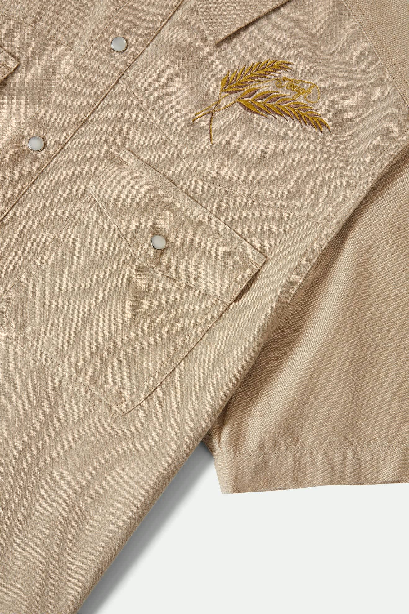 Men's Ford S/S Western Shirt in the color Khaki - Additional Laydown image