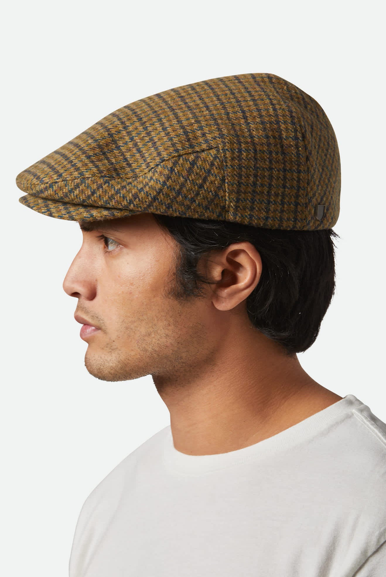 Unisex Hooligan Lightweight Flat Cap in the color Tan/Brown/Rust Houndstooth - Additional Fit image