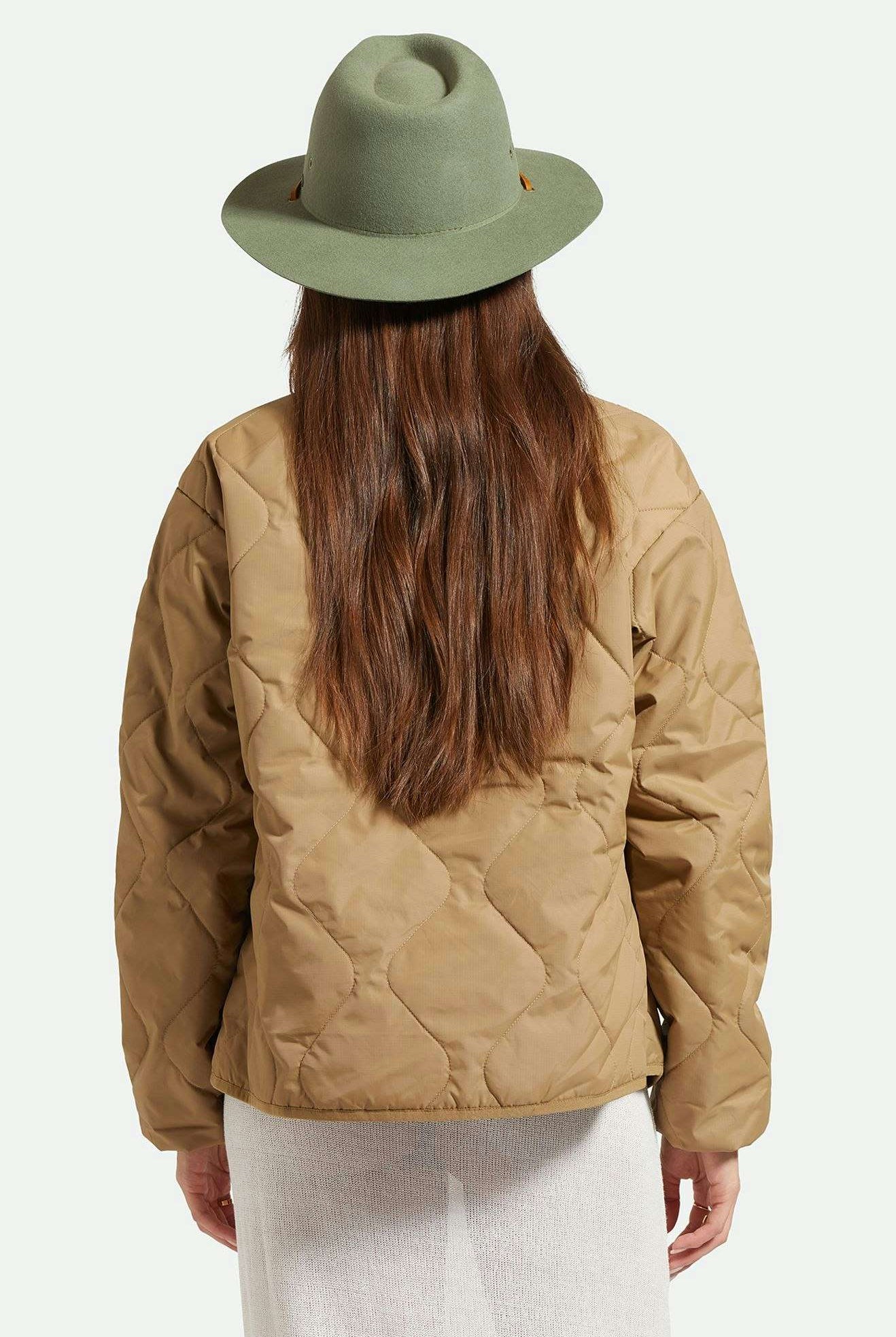 Brixton Unisex Wesley WTHR GUARD™ Packable Fedora - Light Moss | Back fit