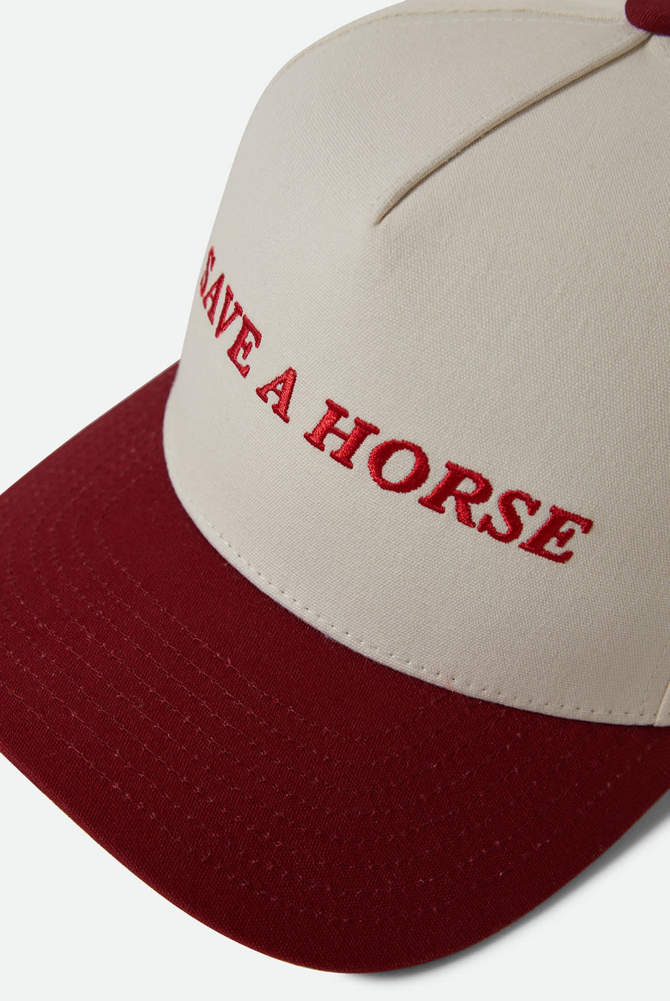 Women's Save A Horse Netplus Snapback in the color Crimson/Off White - Additional Style View