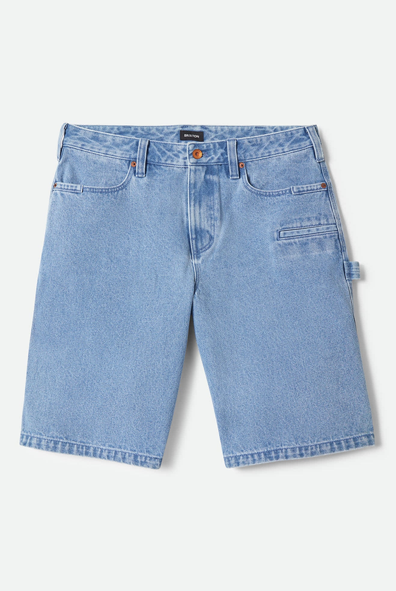 Men's Builders Carpenter Baggy Short in the color Washed Blue Denim - Front Product View