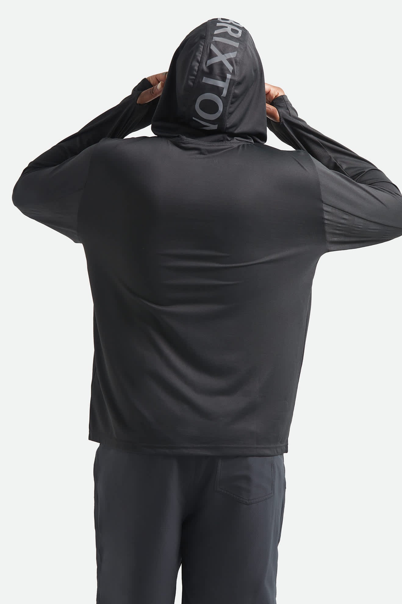 Men's Journey Long Sleeve Sun Hoodie in the color Black - Men's Back View