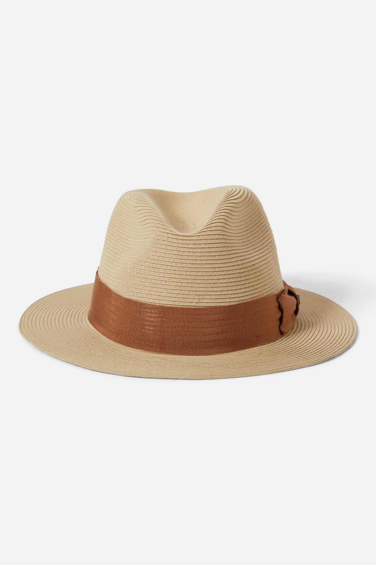 Unisex Roma Straw Packable Fedora in the color Natural/Bronze - Additional Laydown image