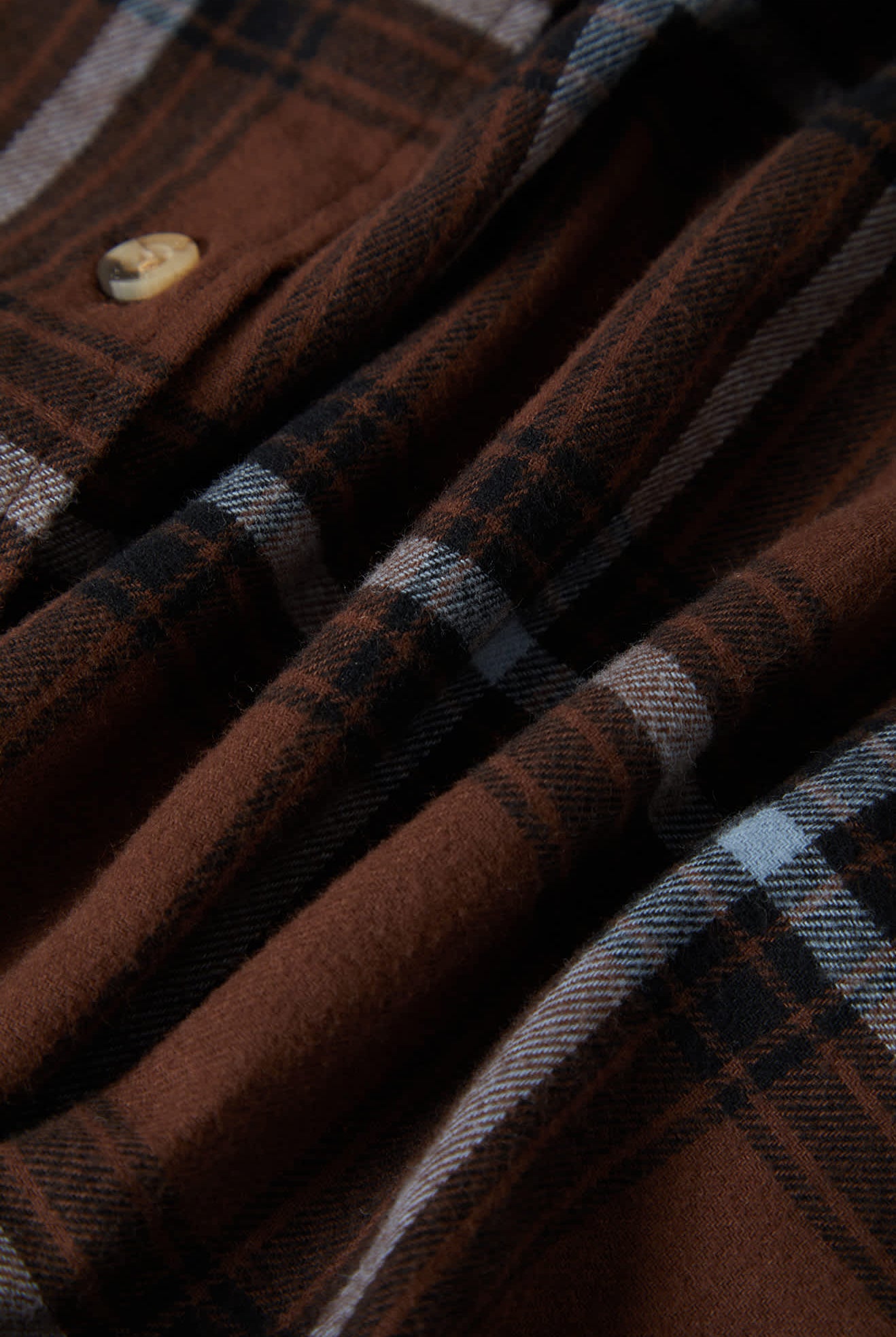 Women's Bowery Vintage Overshirt in the color Pinecone Brown/Black/Borrowed Blue - Additional Laydown image