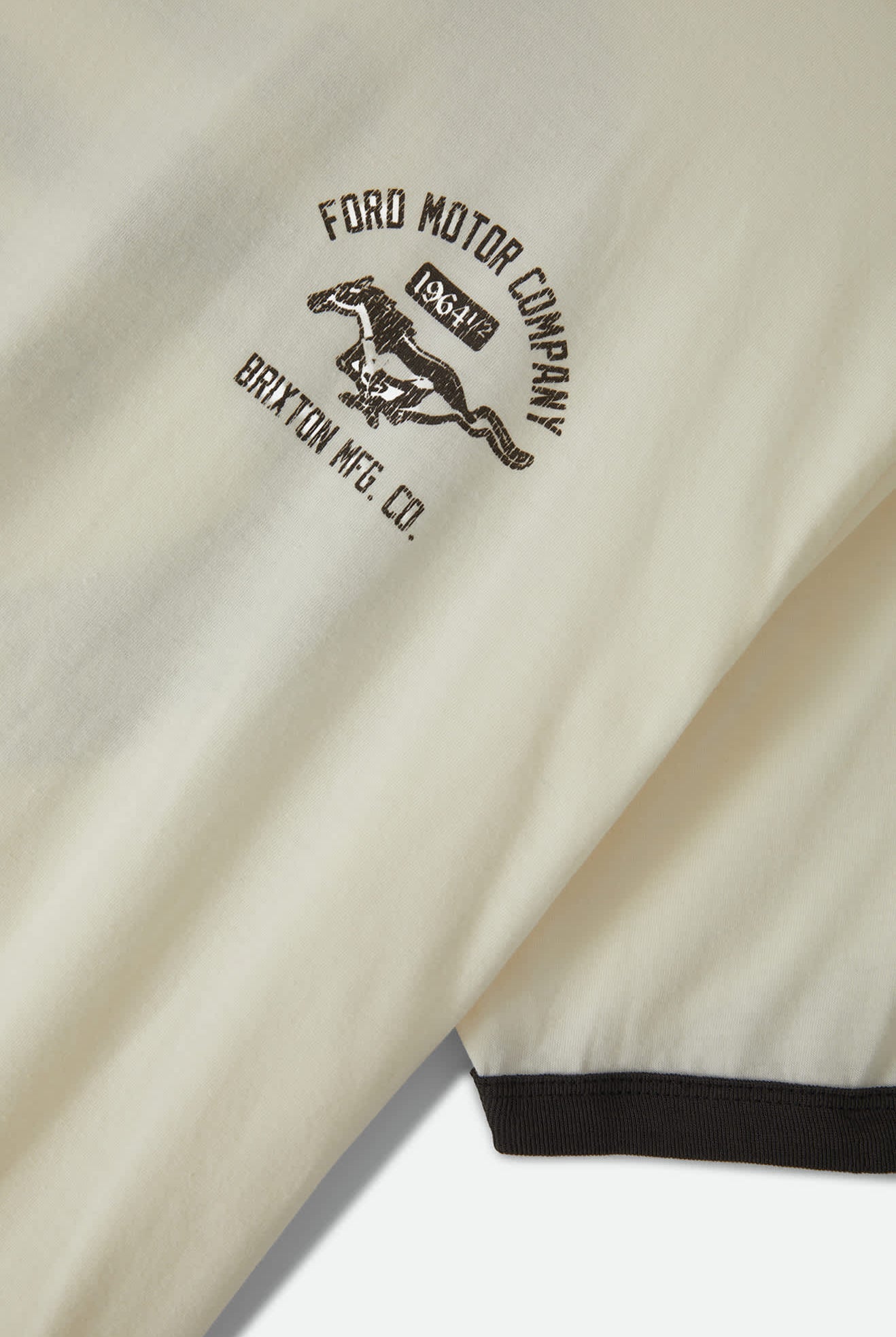Men's Ford Mustang Ringer T-Shirt in the color Wimbledone White/Burnt Rubber - Additional Laydown image