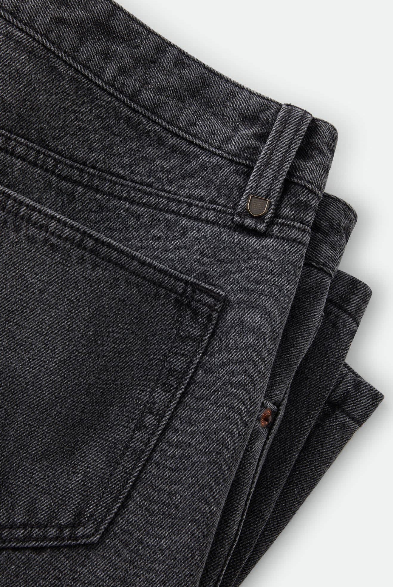 Men's Brixton Relaxed Short in the color Washed Black Denim - Additional Laydown image
